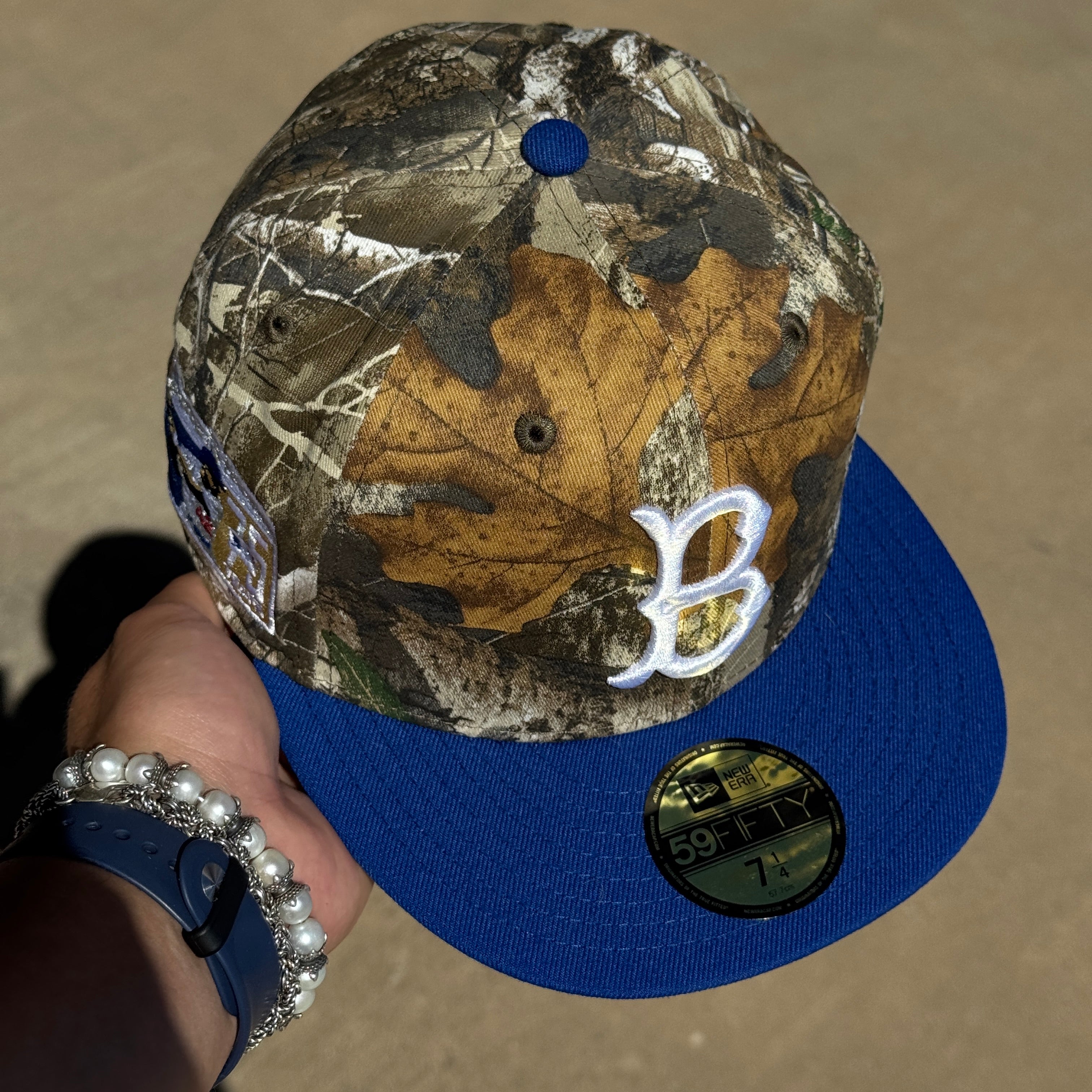 NWT 1/4 Camo Realtree Brooklyn Dodgers Jackie Robinson 59fifty New Era Fitted Hat Cap