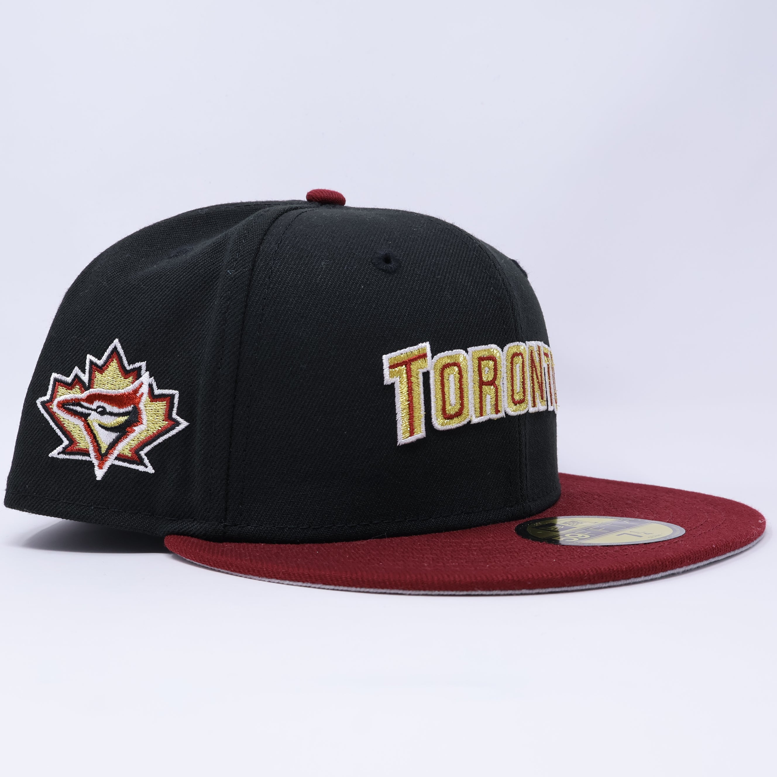 NWT 1/4 Black Toronto Blue Jays Bird Leaf 59fifty New Era Fitted Hat Cap