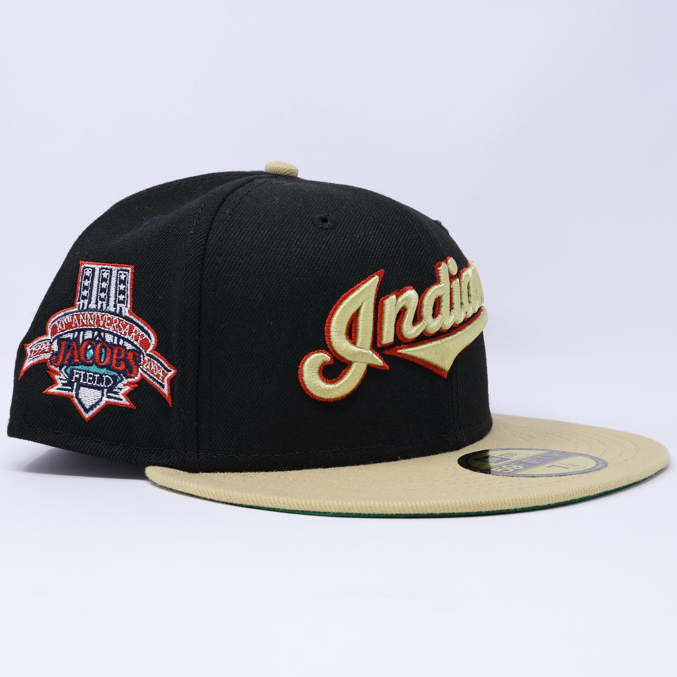 NWT 1/4 Black Cleveland Indians Jacobs Field 59fifty New Era Fitted Hat Cap