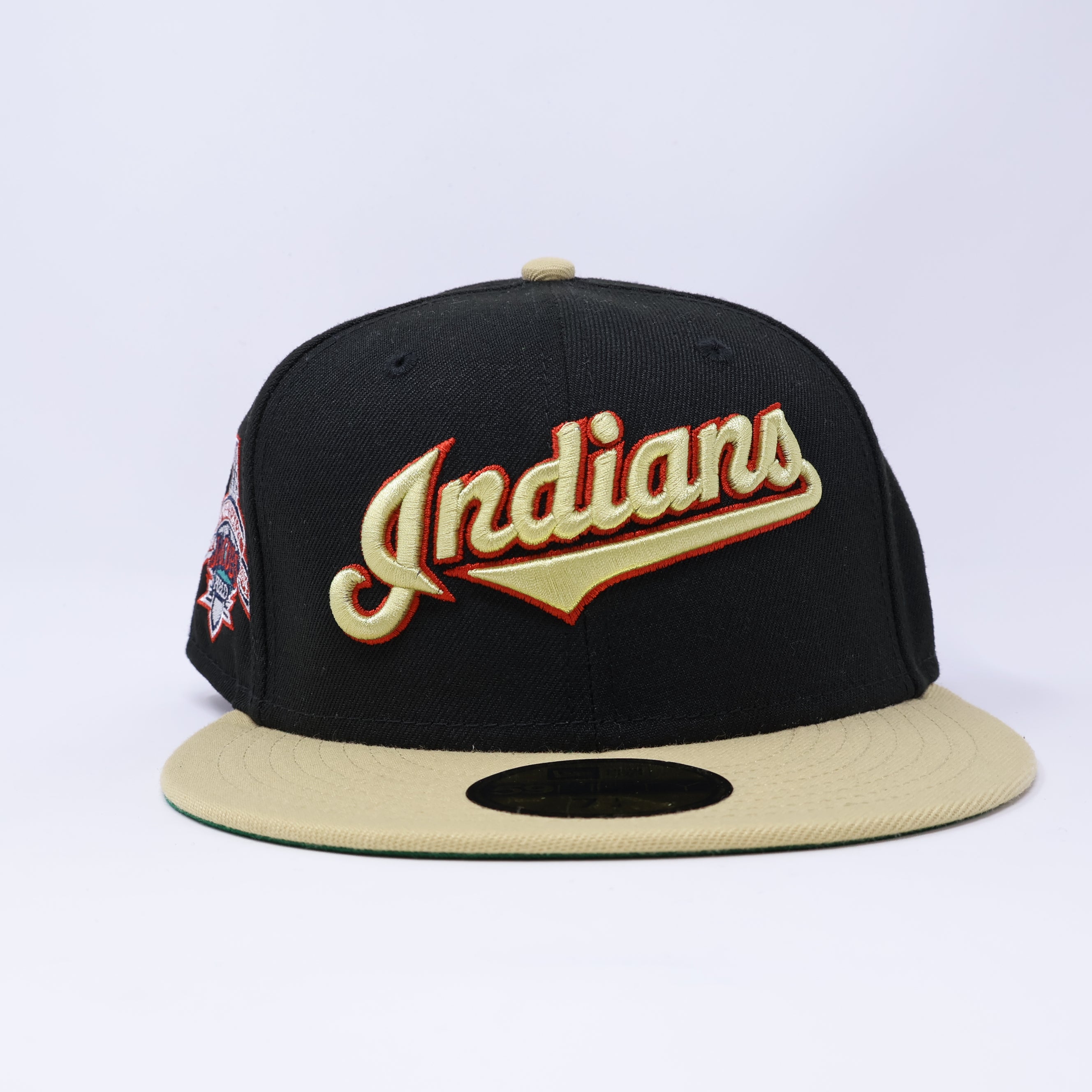 NWT 1/4 Black Cleveland Indians Jacobs Field 59fifty New Era Fitted Hat Cap