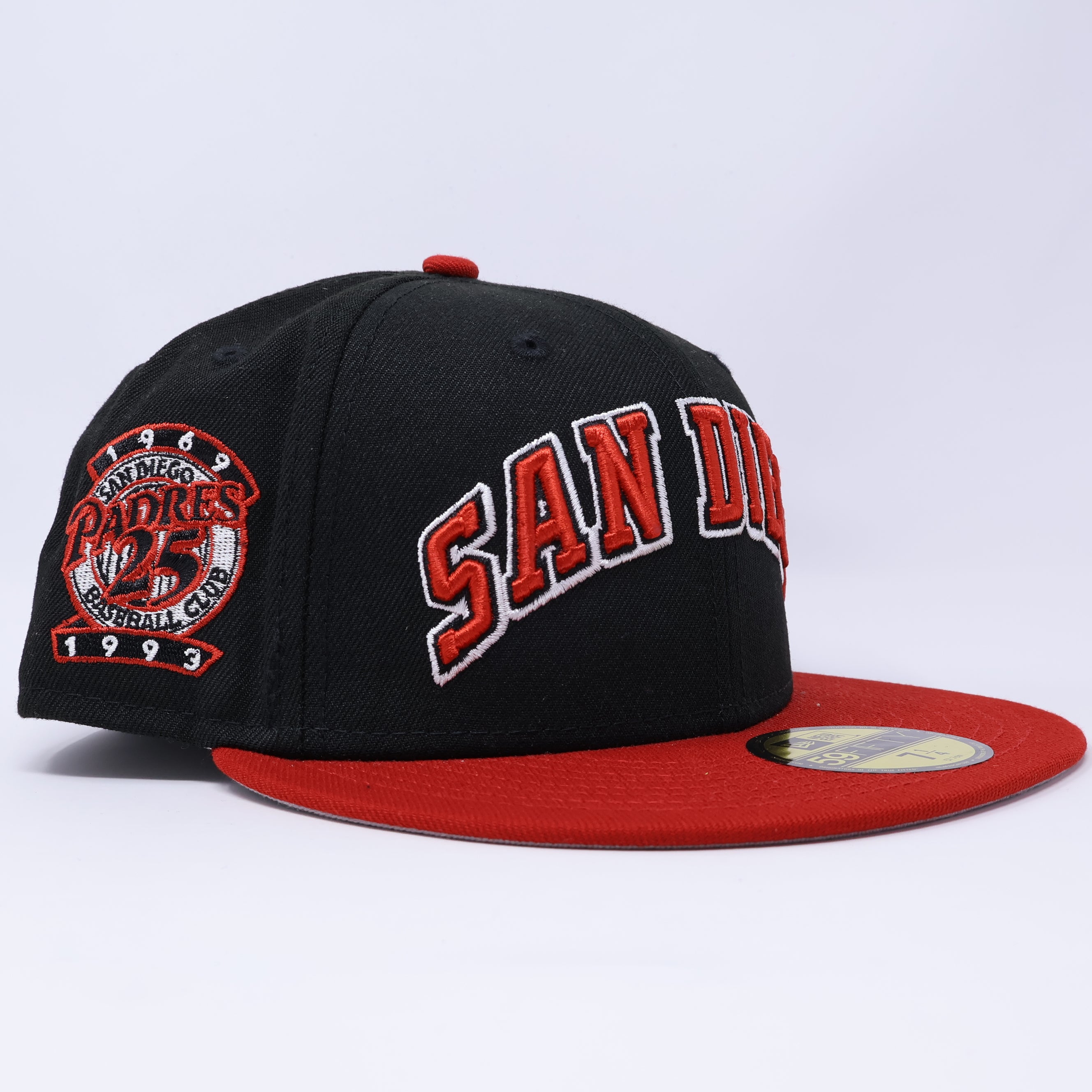NWT 1/4 Black San Diego Padres 25th Anniversary 59fifty New Era Fitted Hat Cap