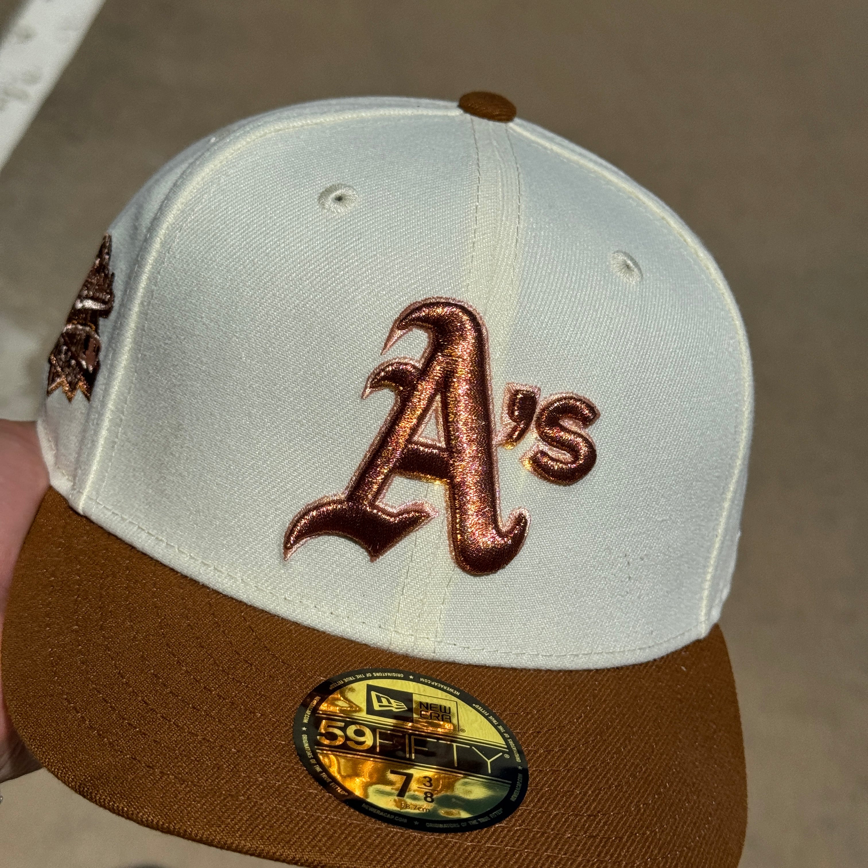 USED 3/8 Chrome Oakland Athletics 1989 World Series 59FIFTY New Era Fitted Hat