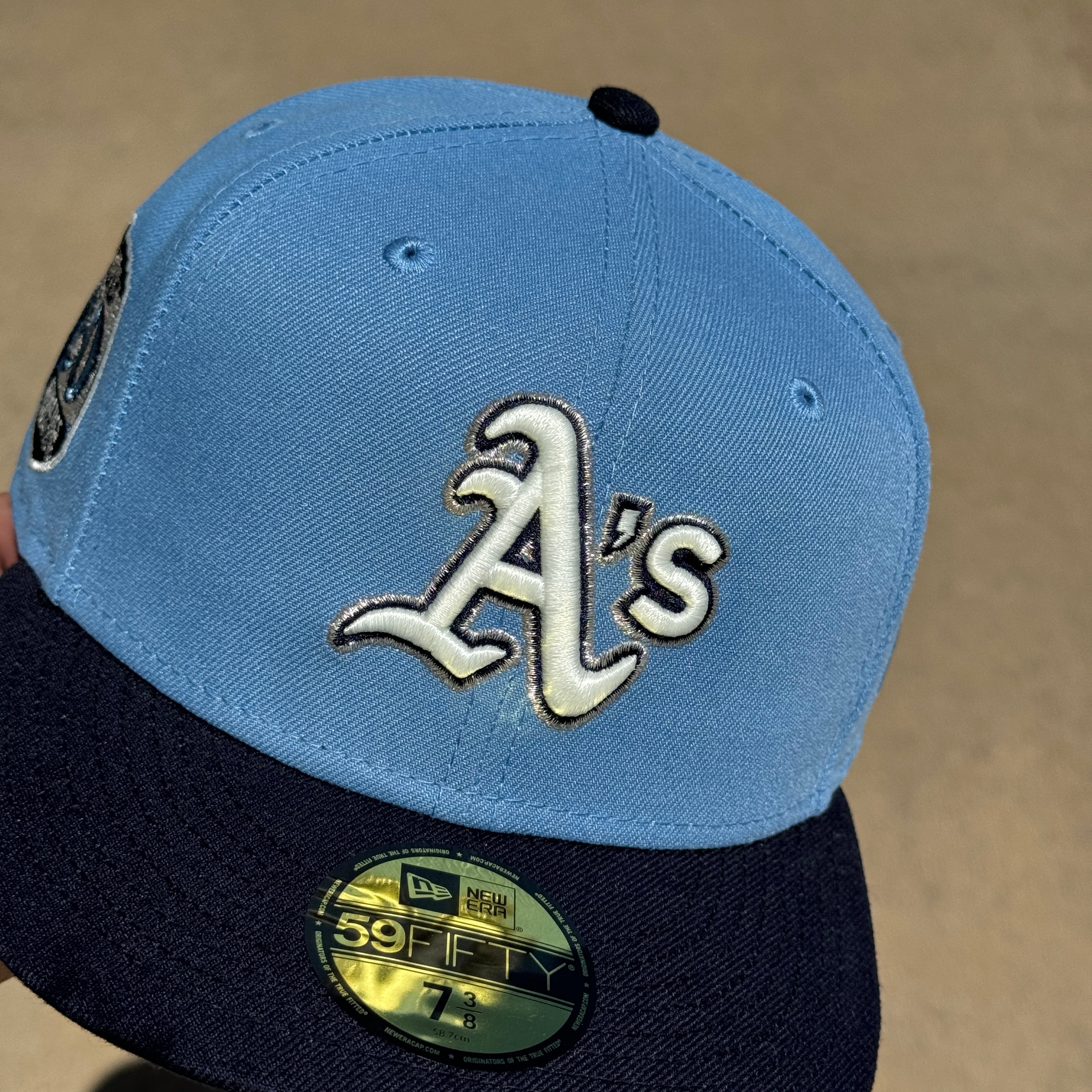 USED 3/8 Blue Oakland Athletics 50th Anniversary 1968 59FIFTY New Era Fitted Hat