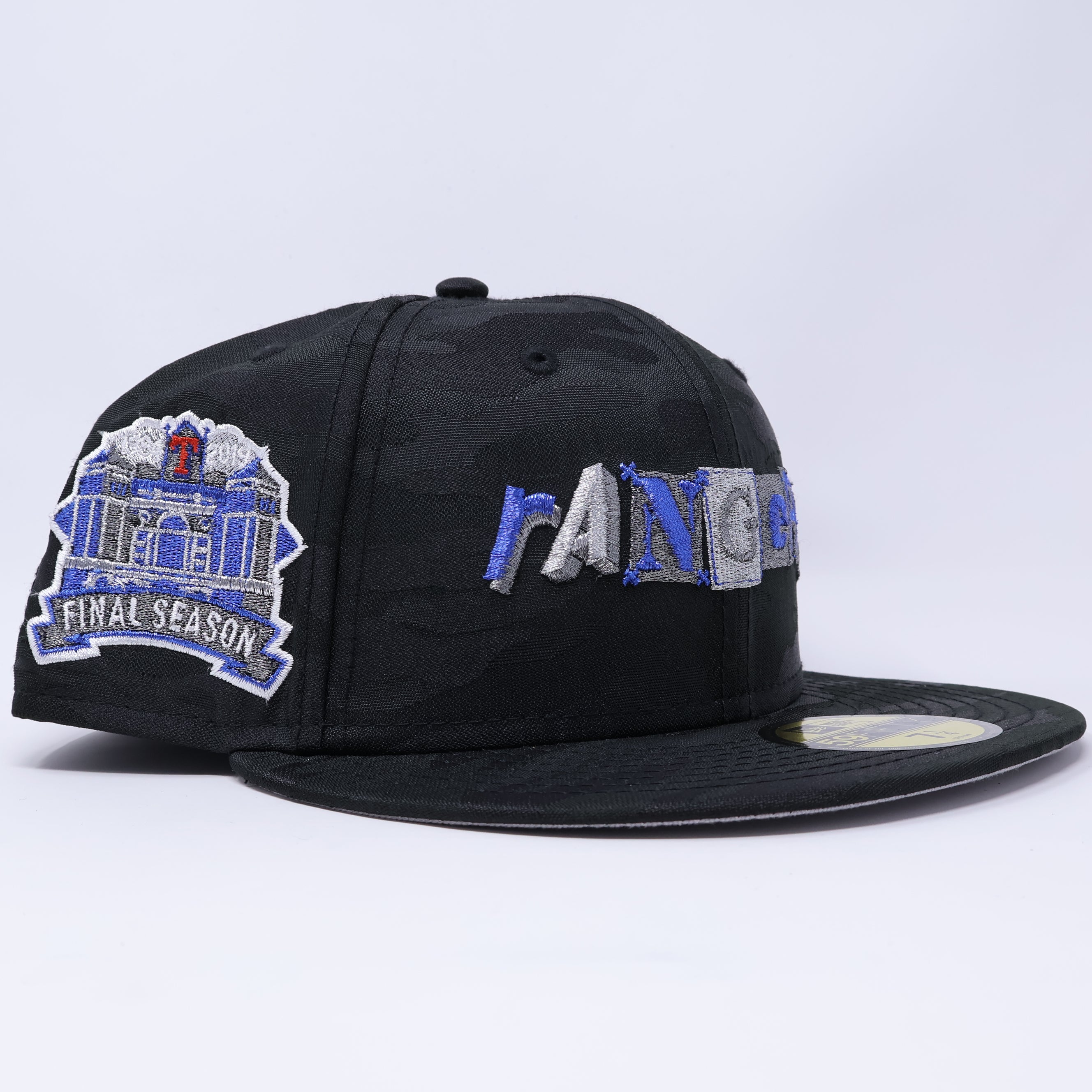 NWT 1/4 Black Camo Dallas Texas Rangers Final Season 59fifty New Era Fitted Hat Cap