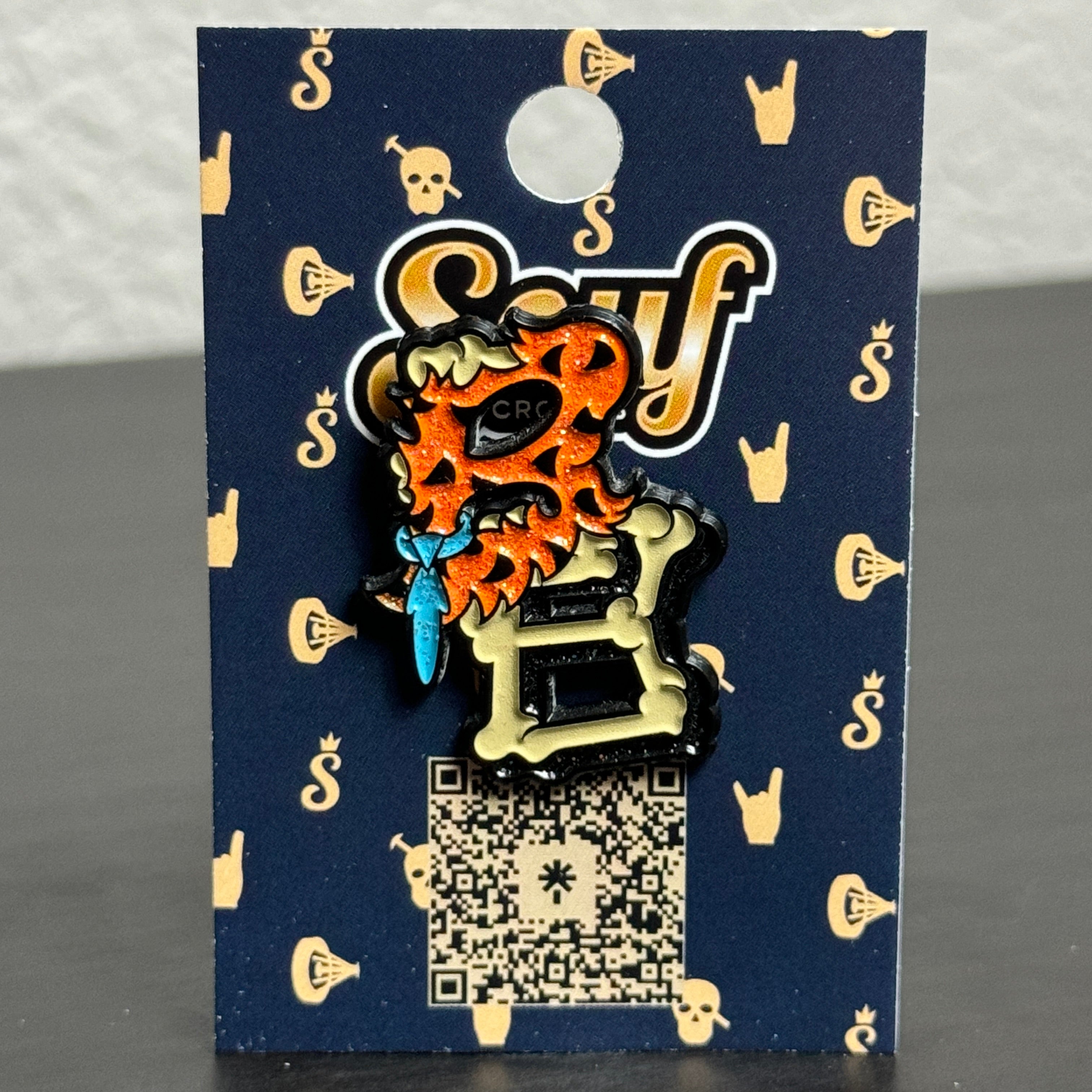 Orange Bone Brimz Graphic Pin