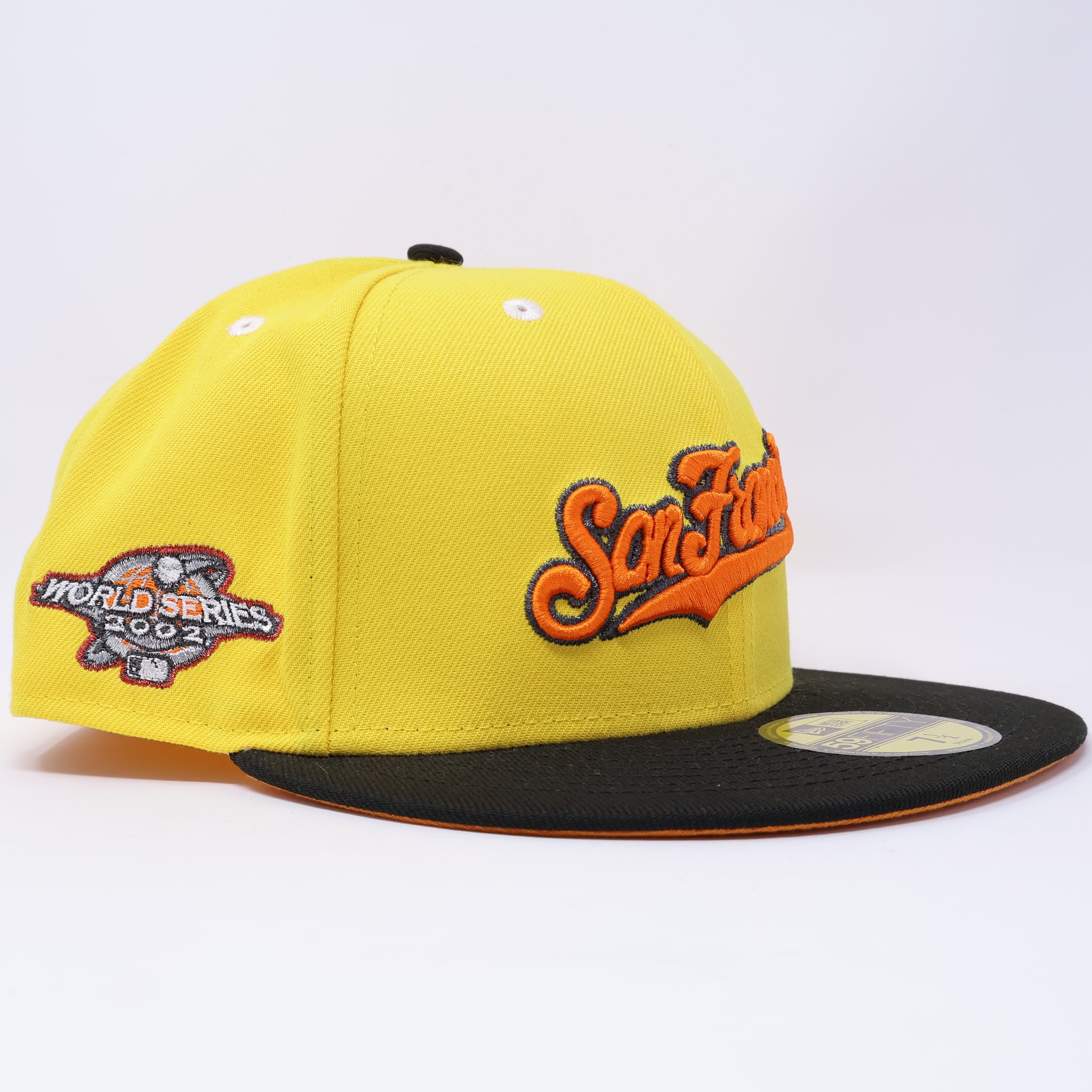 NWT 1/2 Yellow San Francisco Giants 2002 World Series 59fifty New Era Fitted Hat Cap