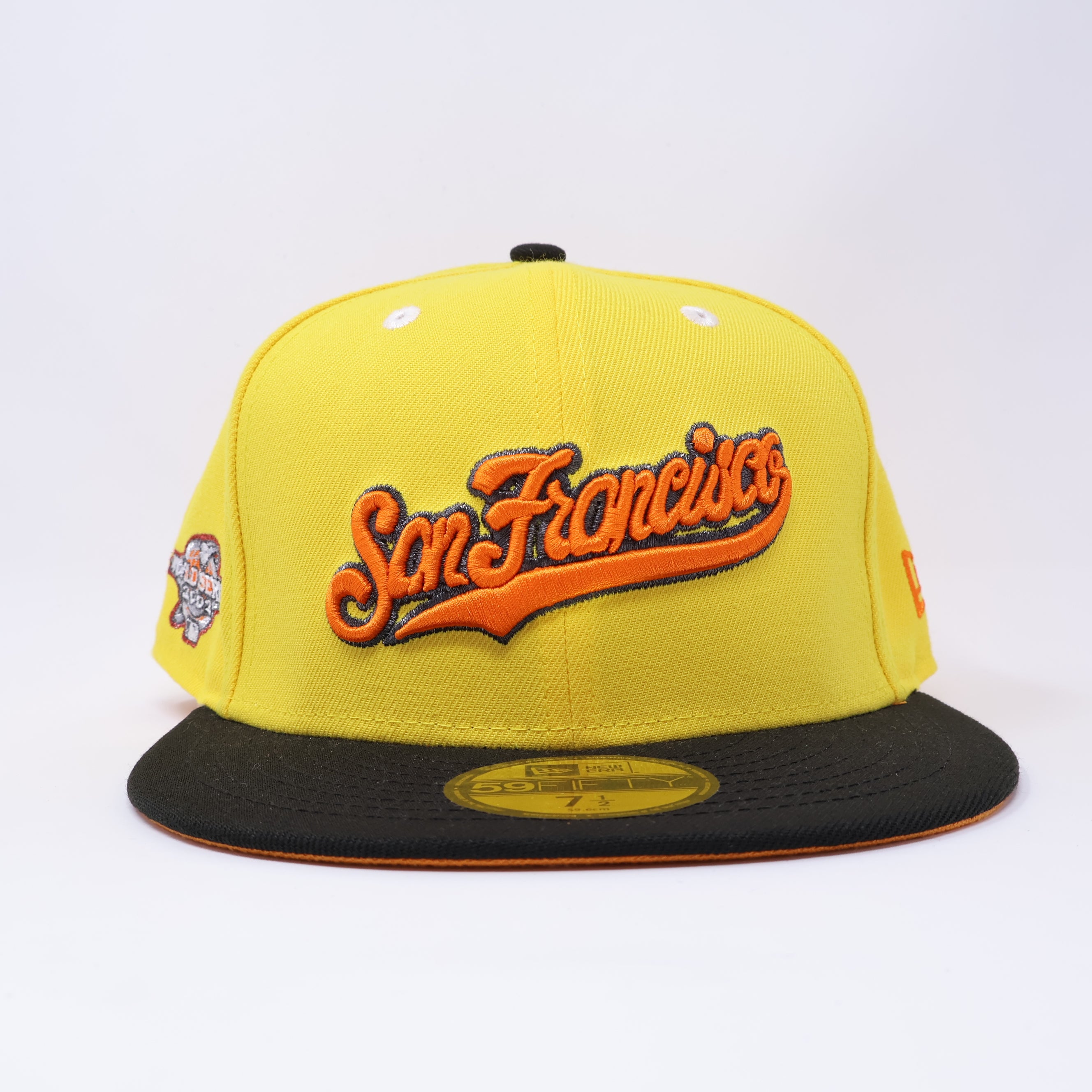 NWT 1/2 Yellow San Francisco Giants 2002 World Series 59fifty New Era Fitted Hat Cap