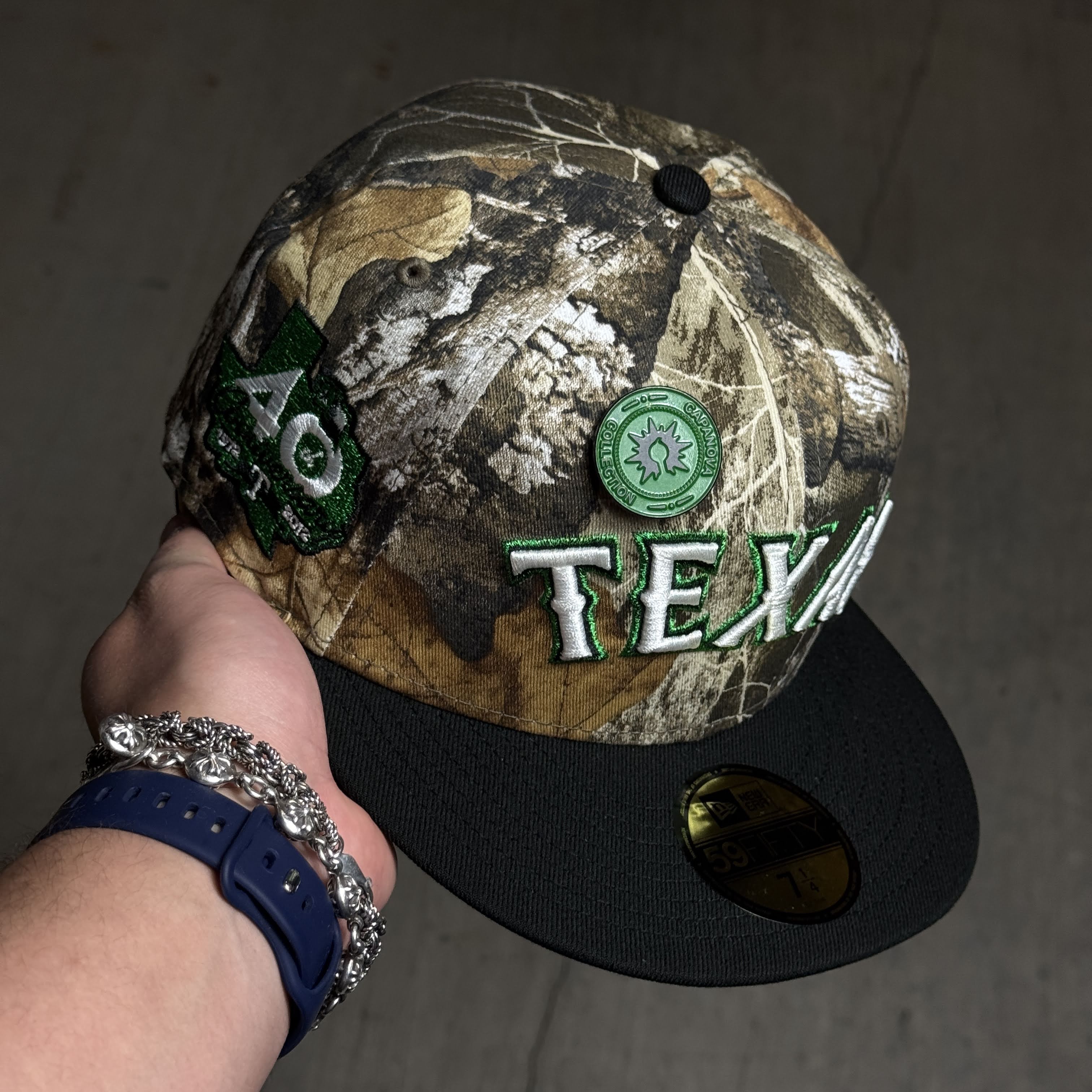 NWT 1/4 Realtree Dallas Texas Rangers 40th Anniversary 59fifty New Era Fitted Hat Cap