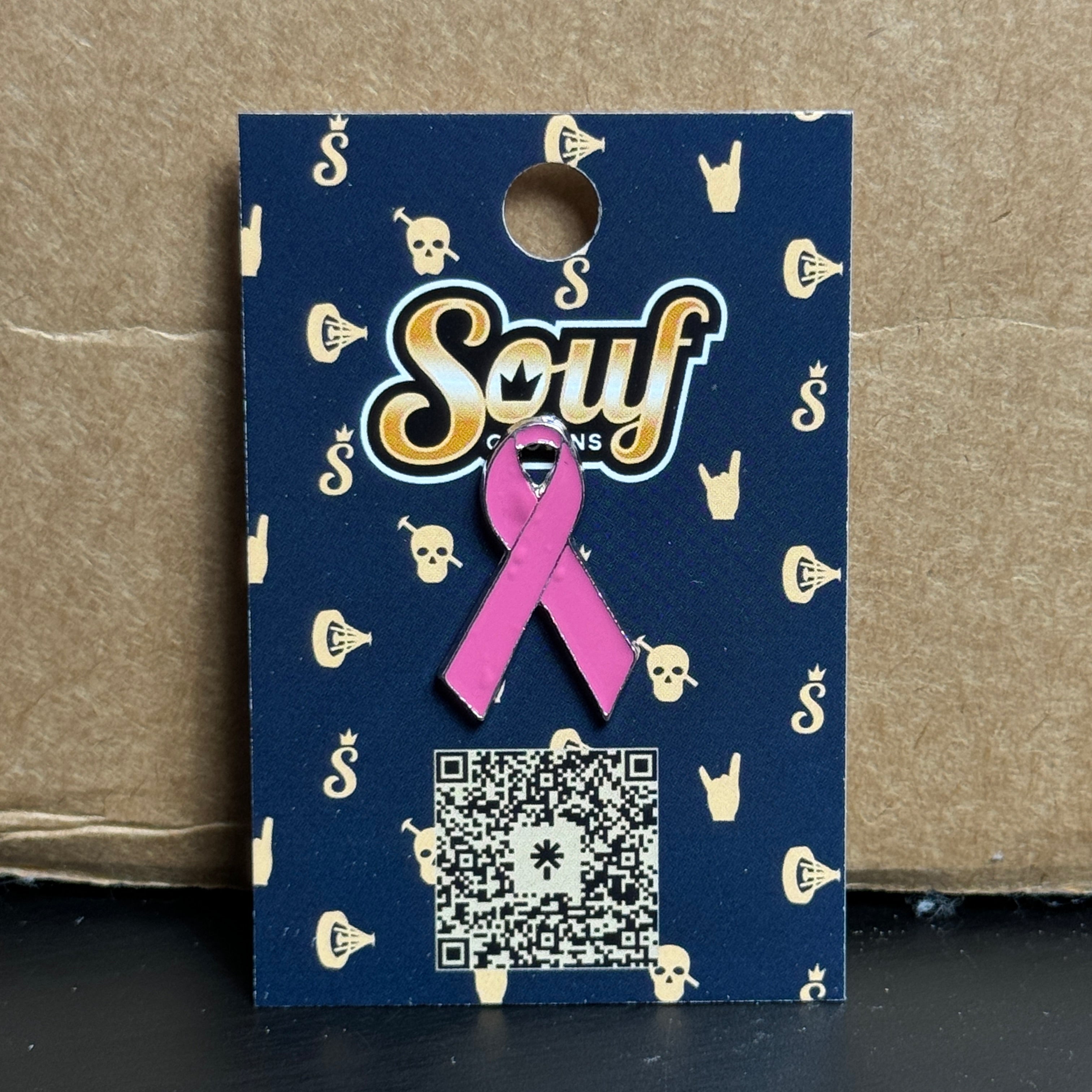 Pink Ribbon Graphic Pin