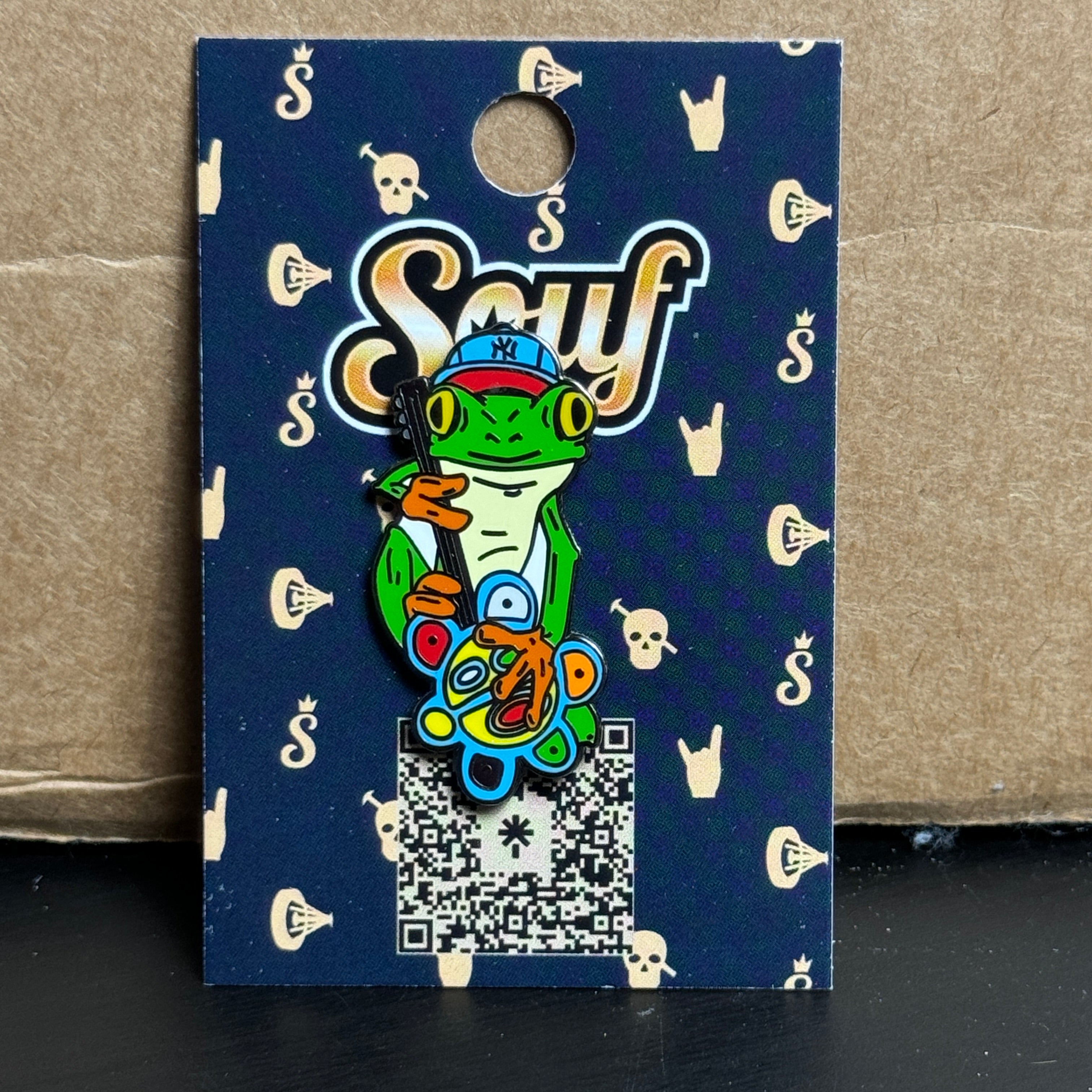 Green Frog Graphic Pin