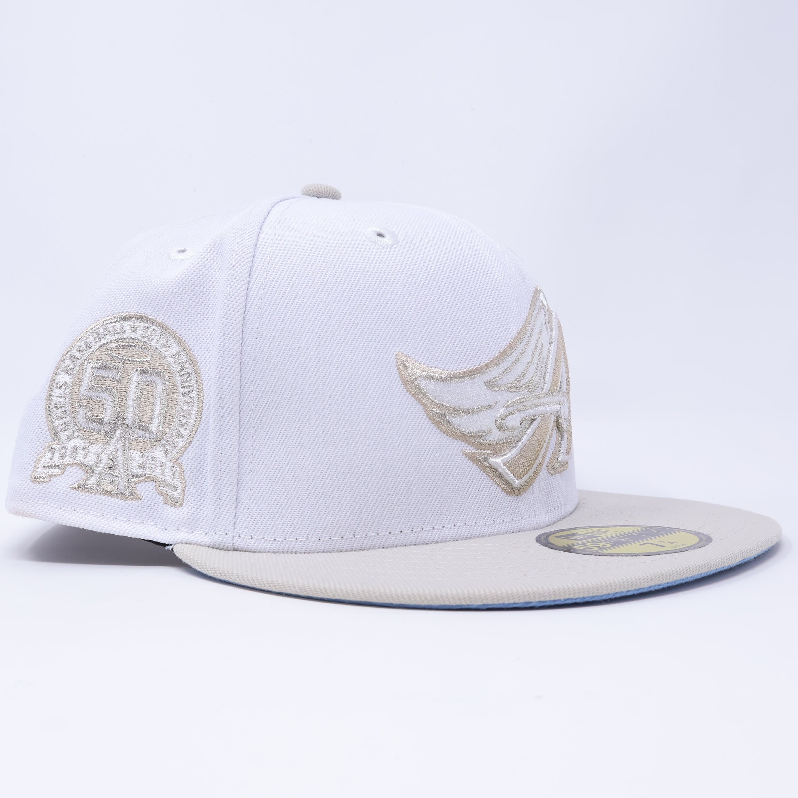 NWT 1/4 White Los Angeles Angels 50th Anniversary 59fifty New Era Fitted Hat Cap