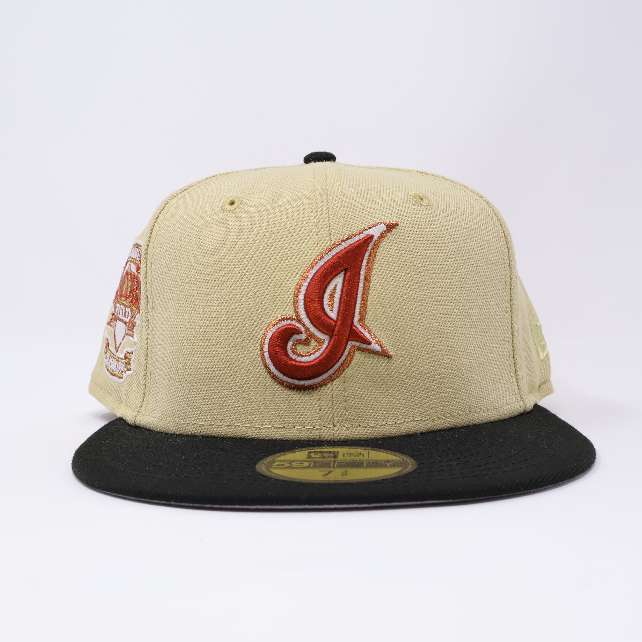 NWT 3/8 Khaki Cleveland Indians Jacobs Field 59fifty New Era Fitted Hat Cap