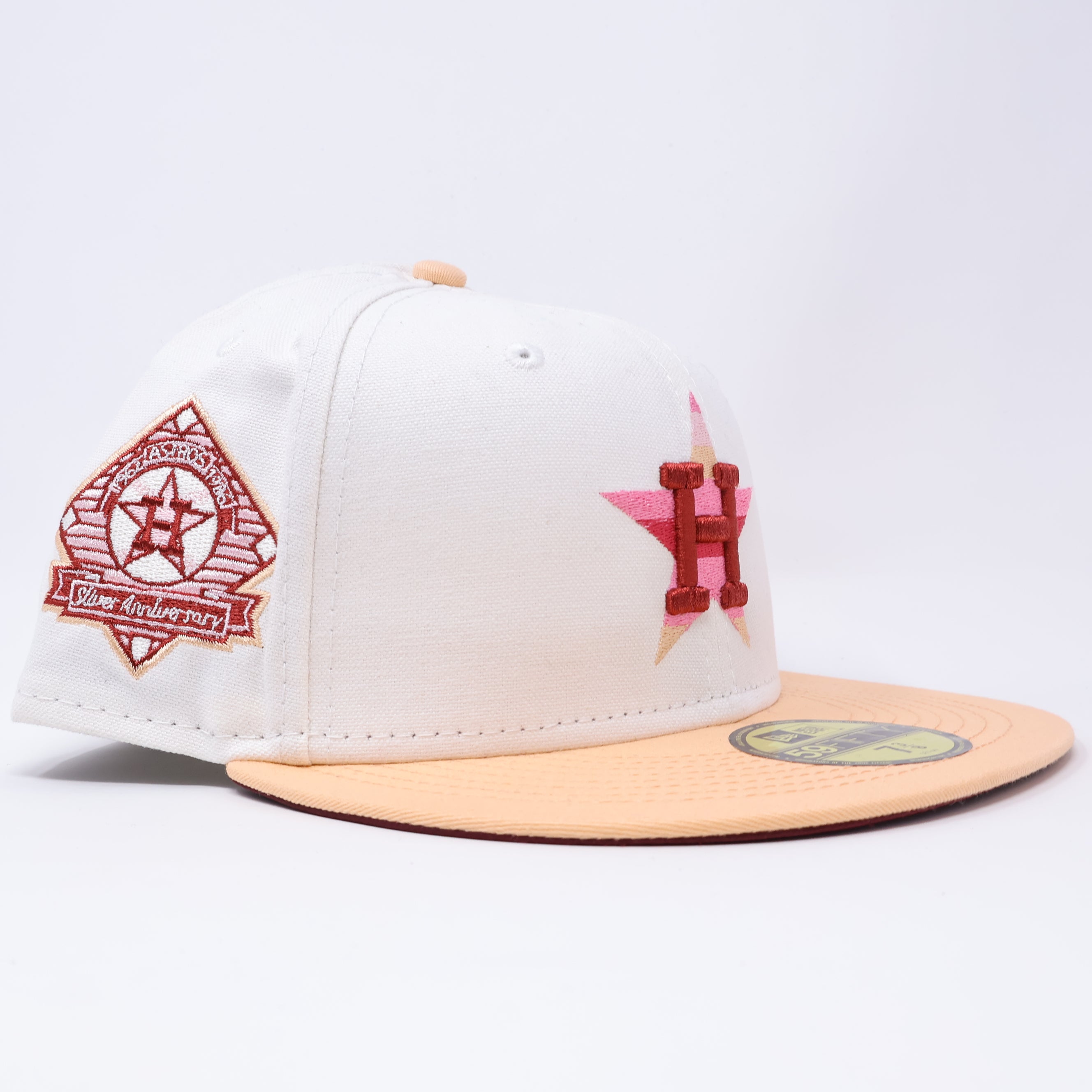 NWT 3/8 White Houston Astros Silver Anniversary 59fifty New Era Fitted Hat Cap