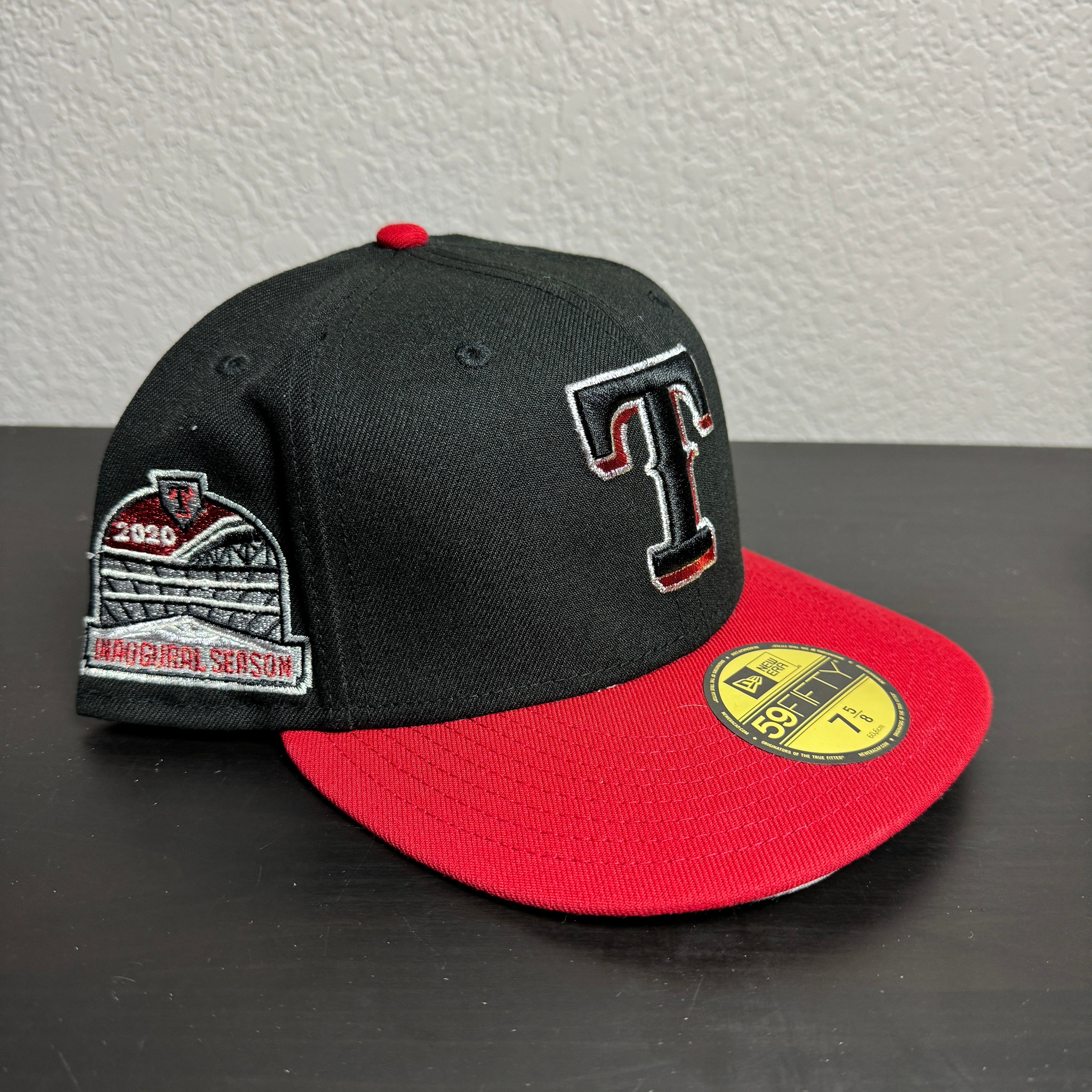 AT&T 5/8 Texas Rangers Black Red Brim Inaugural Szn