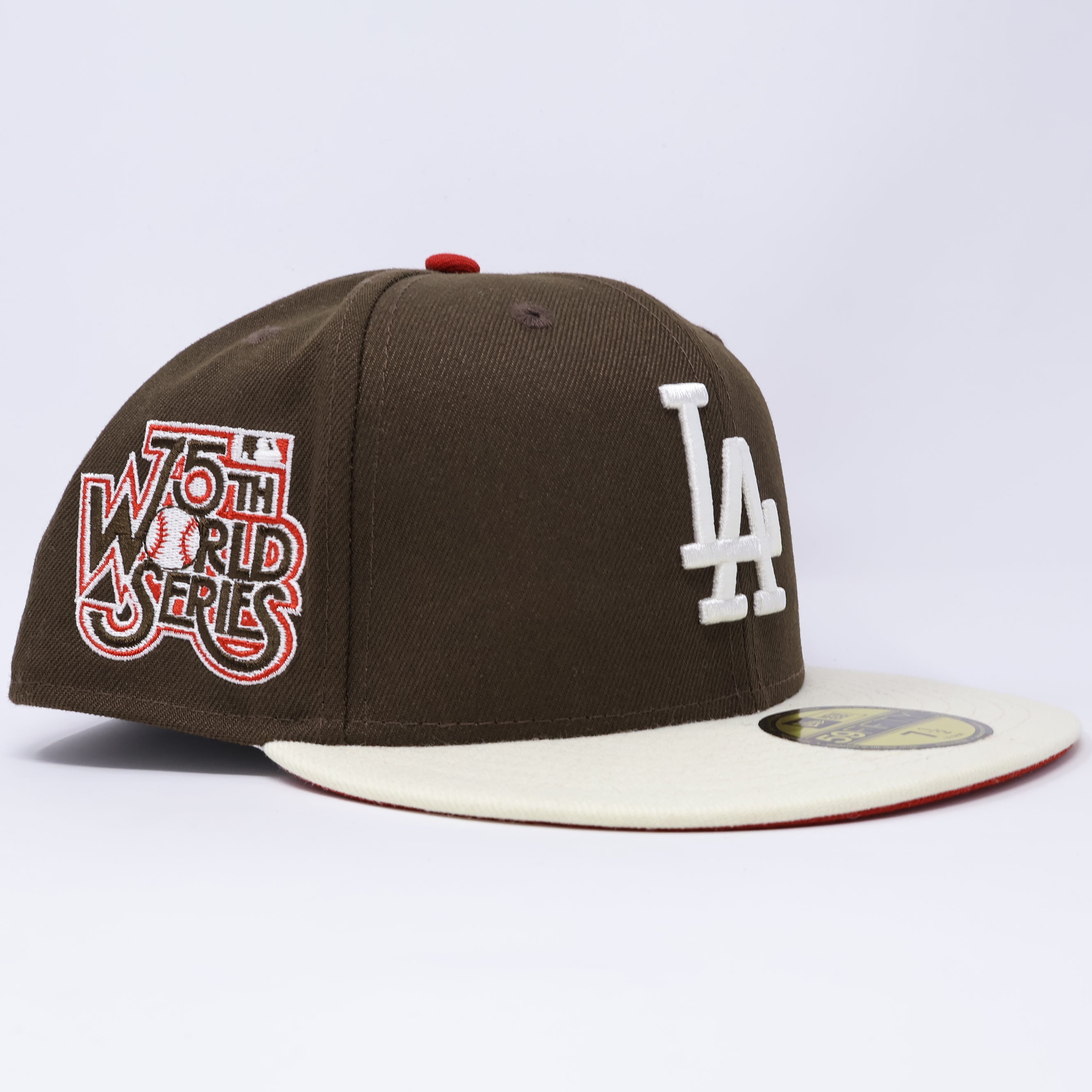 NWT 1/2 Brown Los Angeles Dodgers 75th World Series 59fifty New Era Fitted Hat Cap