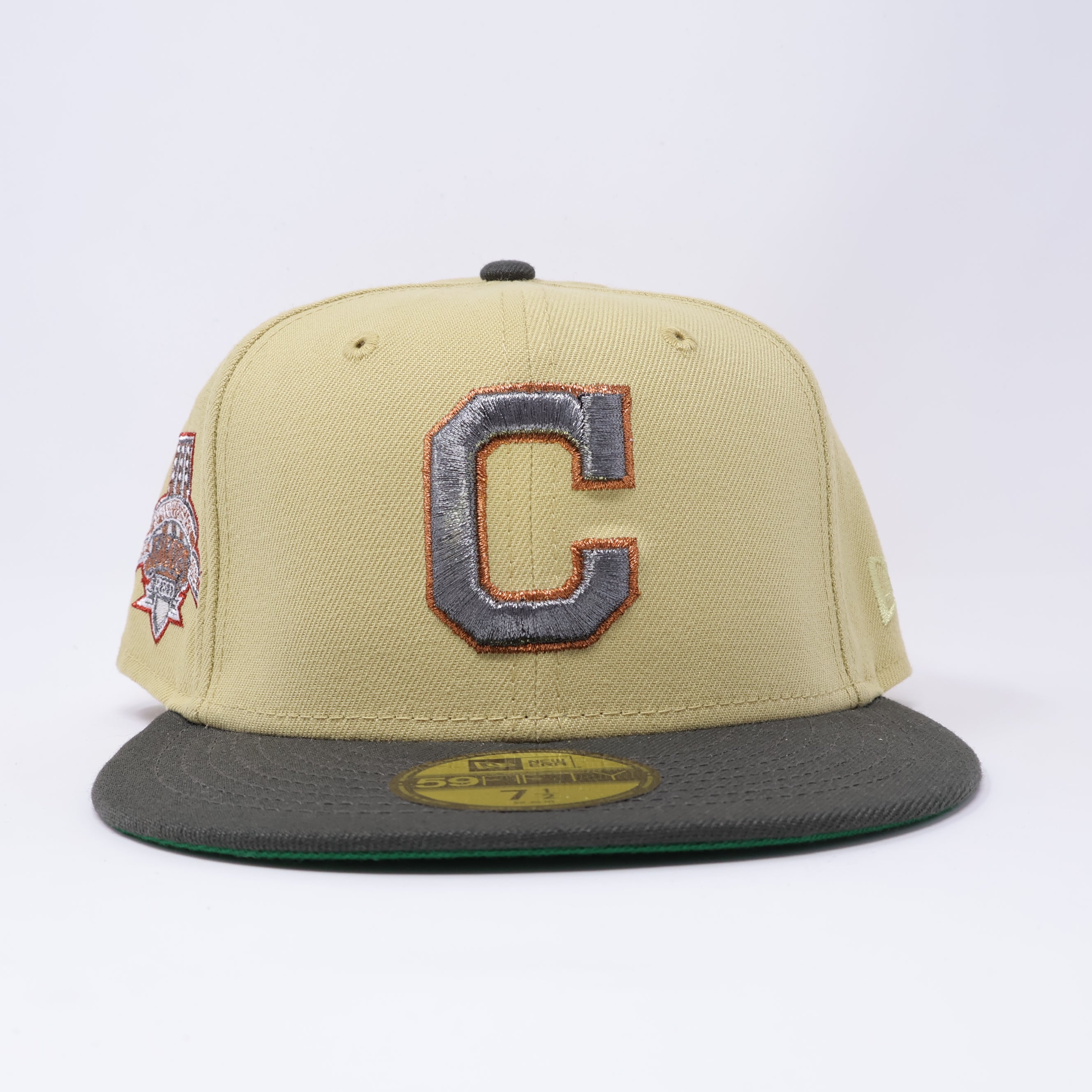 NWT 1/2 Khaki Cleveland Indians Jacobs Field 59fifty New Era Fitted Hat Cap