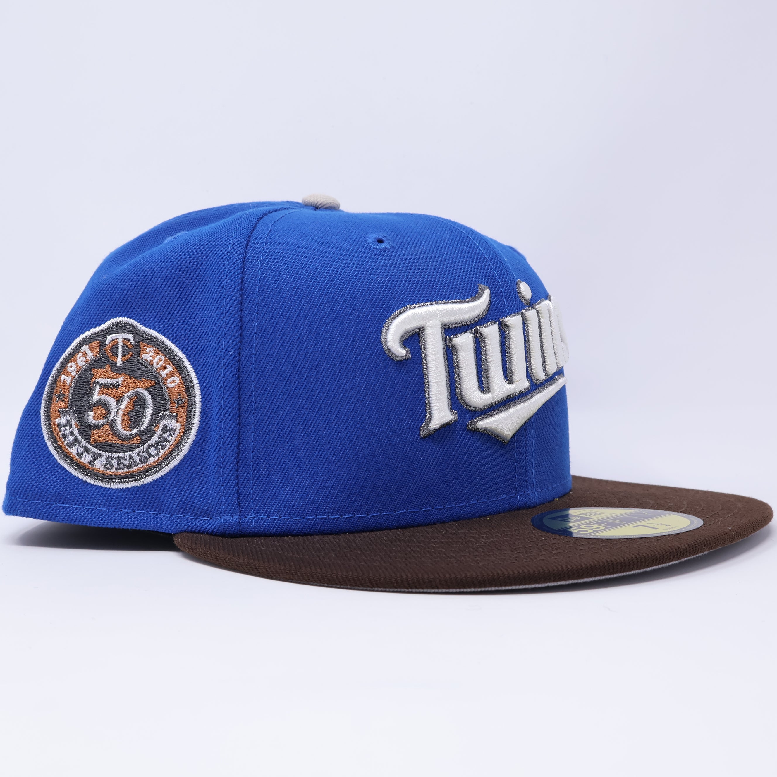 NWT 1/2 Blue Minnesota Twins 50 Seasons 59fifty New Era Fitted Hat Cap