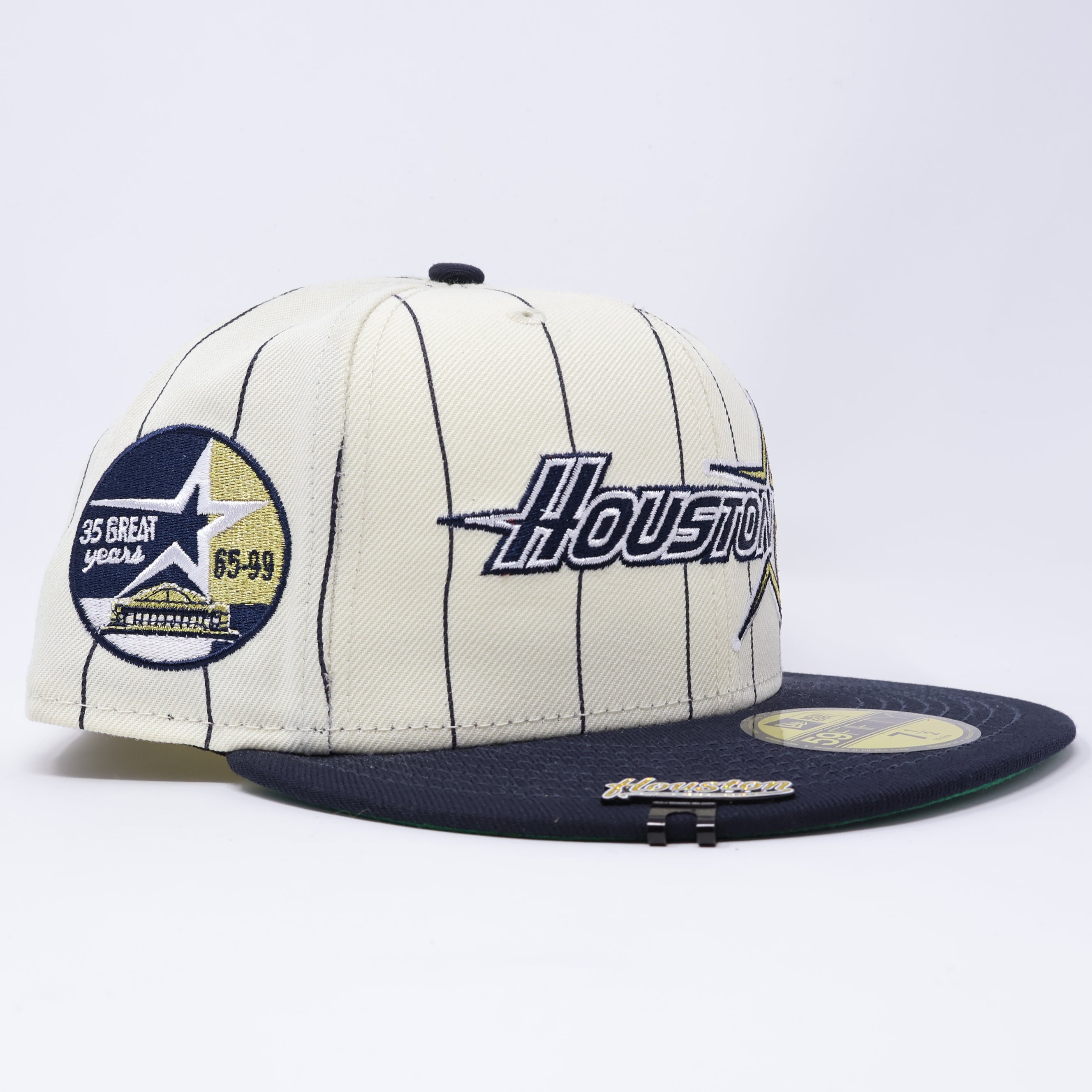 NWT 1/2 Chrome Pinstripe Houston Astros 35 Great Years 59fifty New Era Fitted Hat Cap