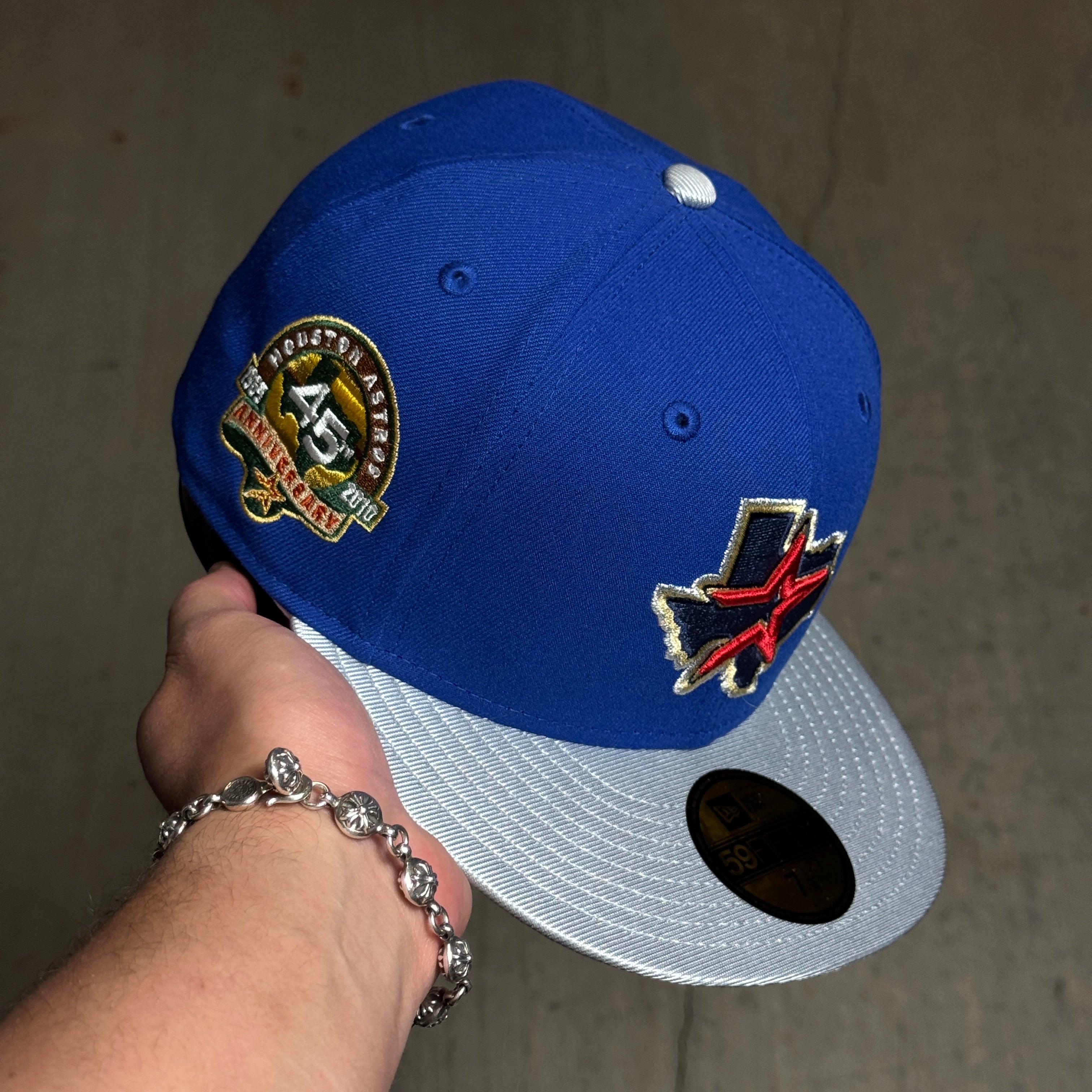 NWT 1/4 Blue Houston Astros 45th Anniversary 59fifty New Era Fitted Hat Cap