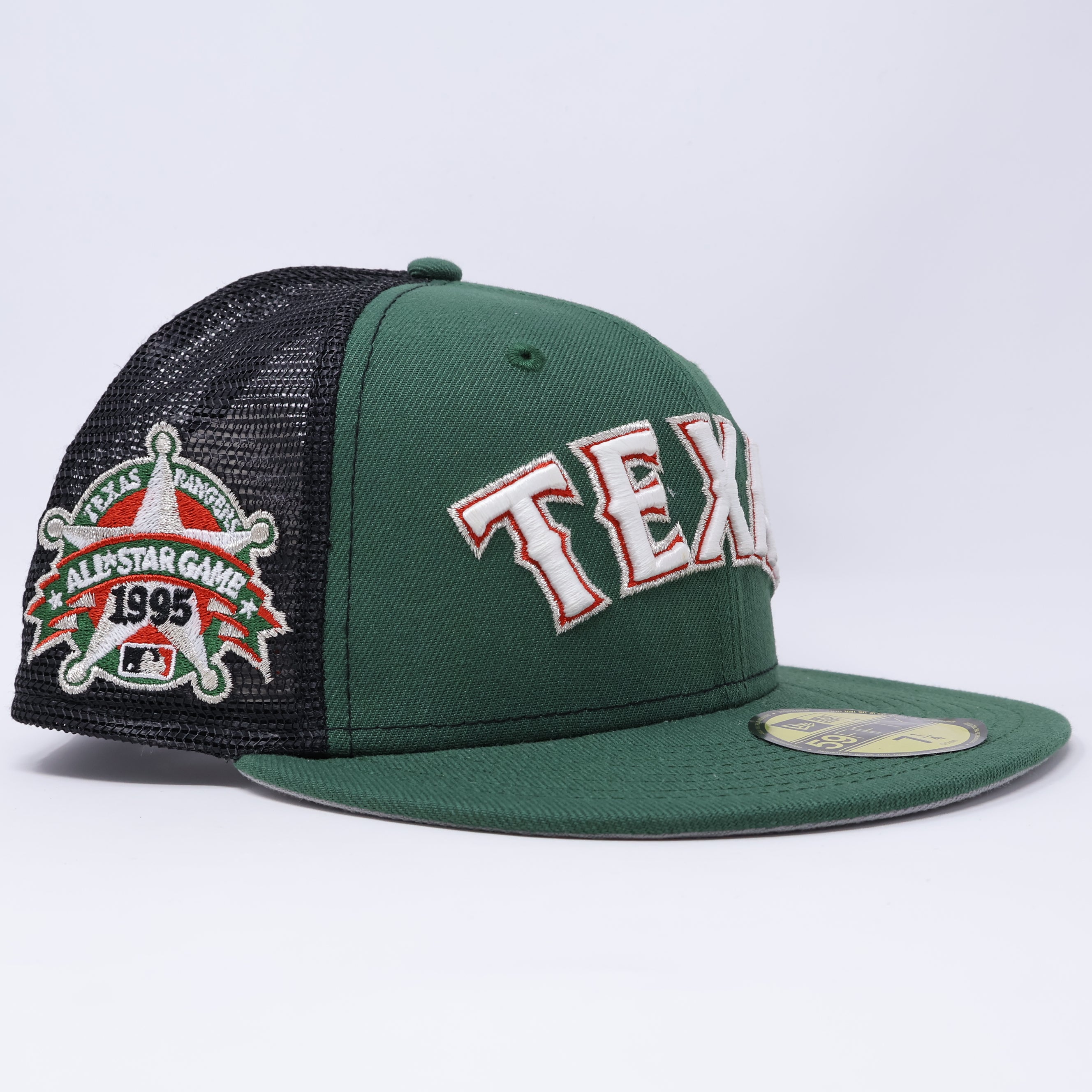 NWT 1/4 Green Trucker Dallas Texas Rangers 1995 All Star Game 59fifty New Era Fitted Hat Cap