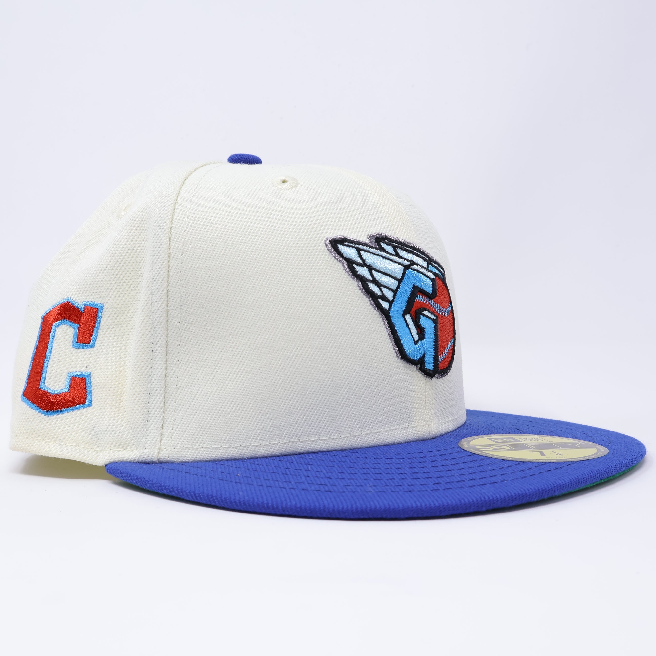 NWT 1/4 Chrome Cleveland Guardians C Logo 59fifty New Era Fitted Hat Cap