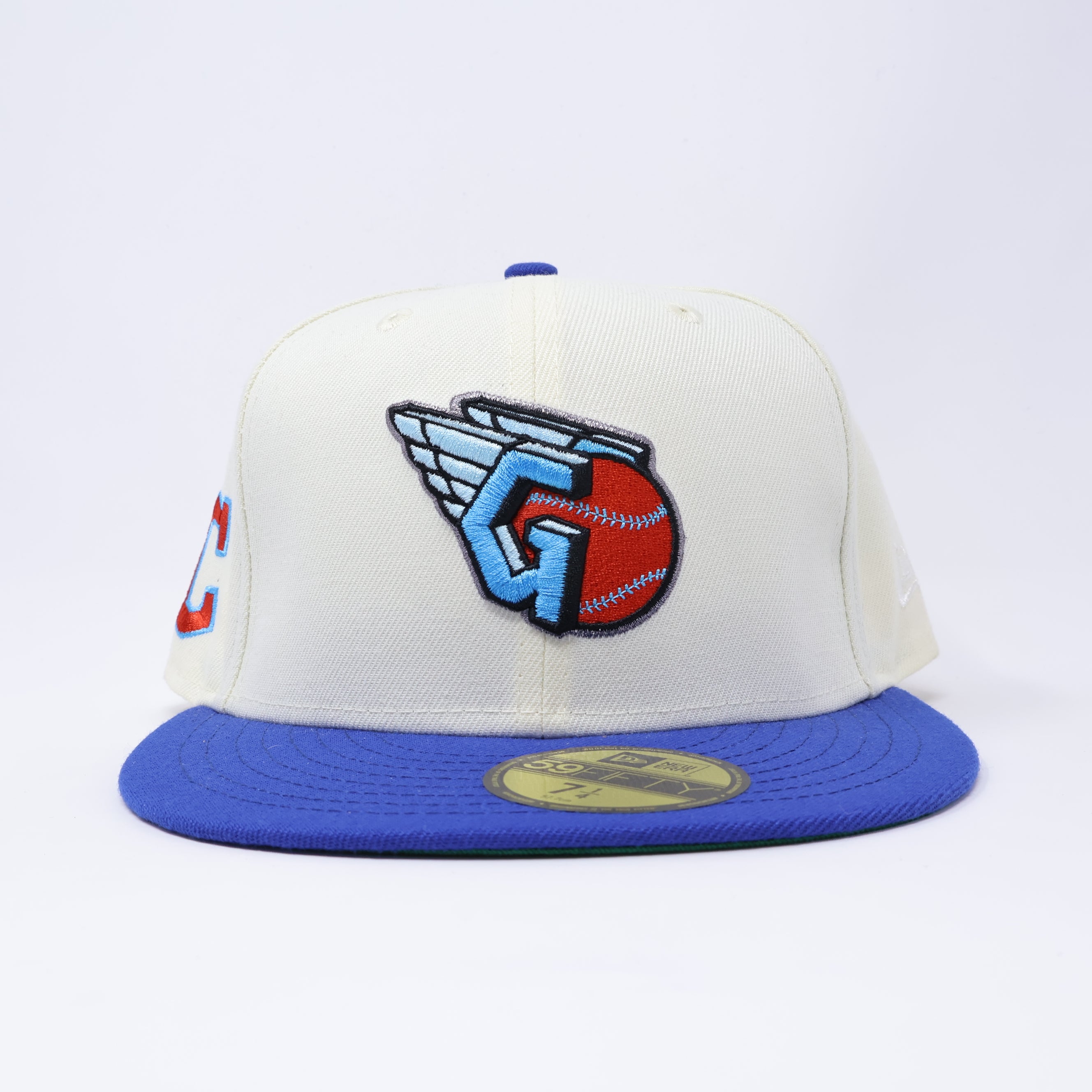 NWT 1/4 Chrome Cleveland Guardians C Logo 59fifty New Era Fitted Hat Cap