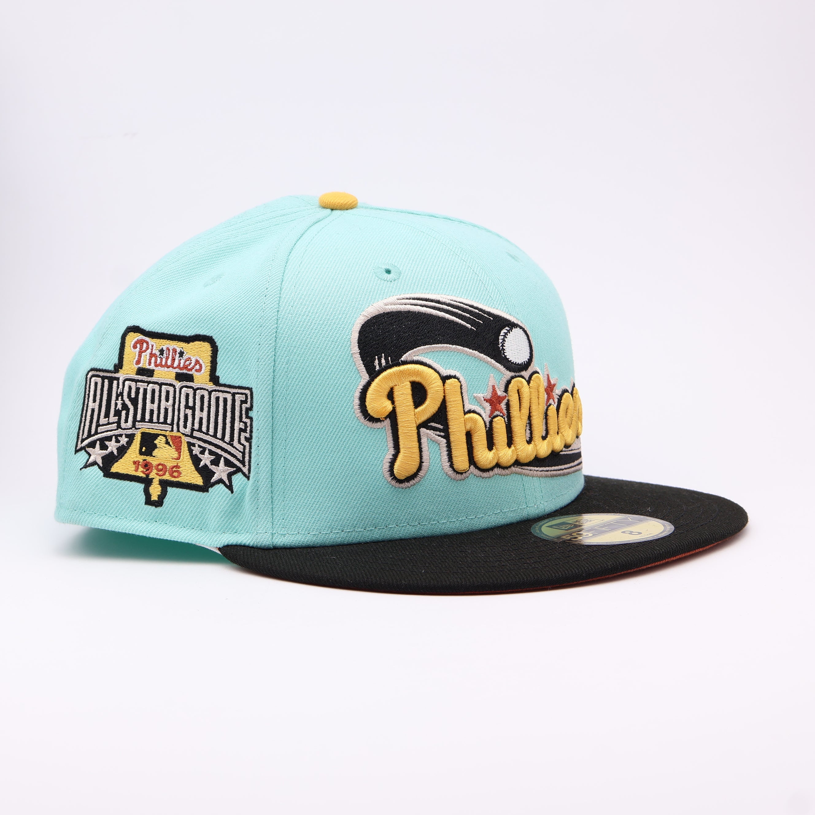NWT 8 Turquoise Philadelphia Phillies 1996 All Star Game 59fifty New Era Fitted Hat Cap