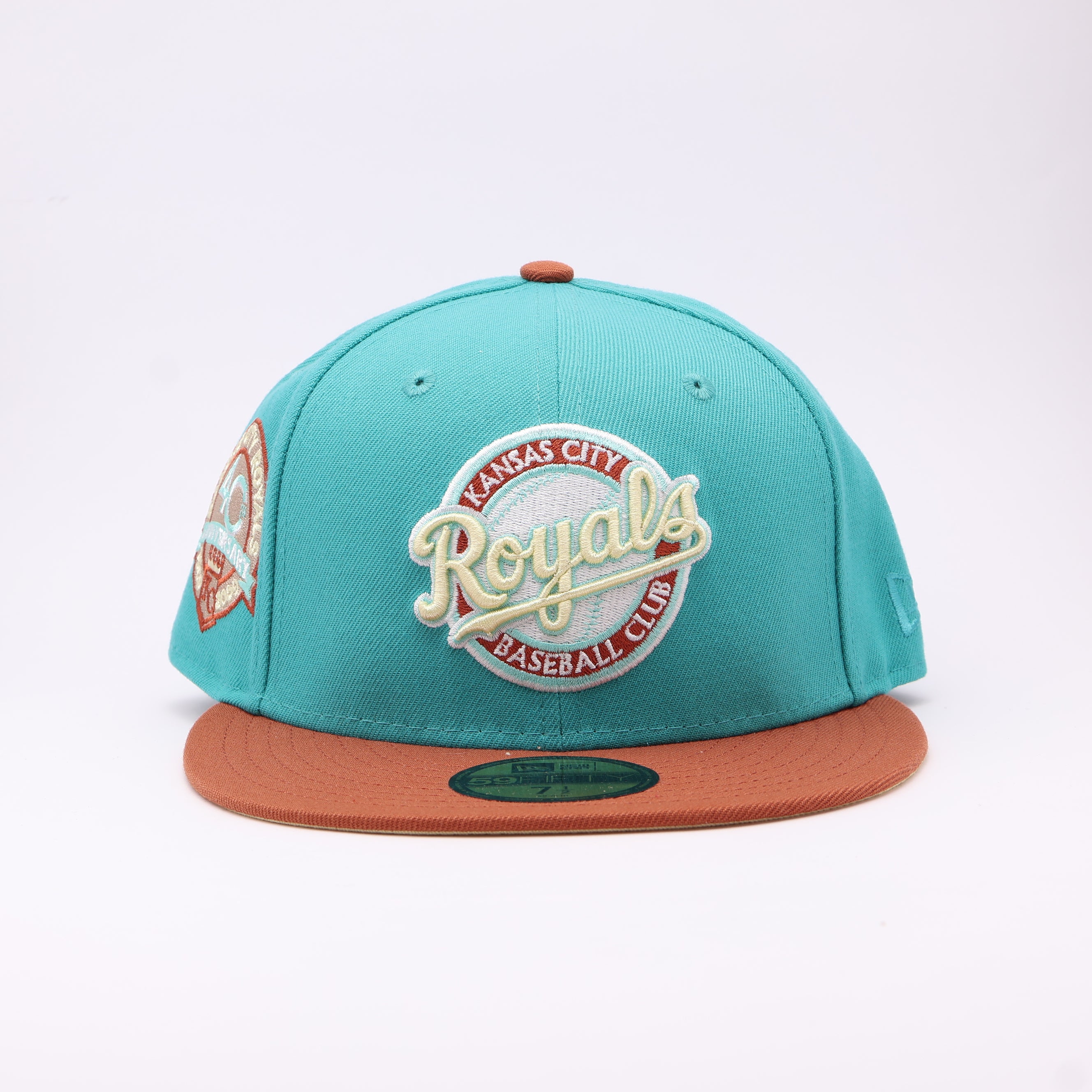 NWT 1/2 Teal Kansas City Royals 40th Anniversary 59fifty New Era Fitted Hat Cap