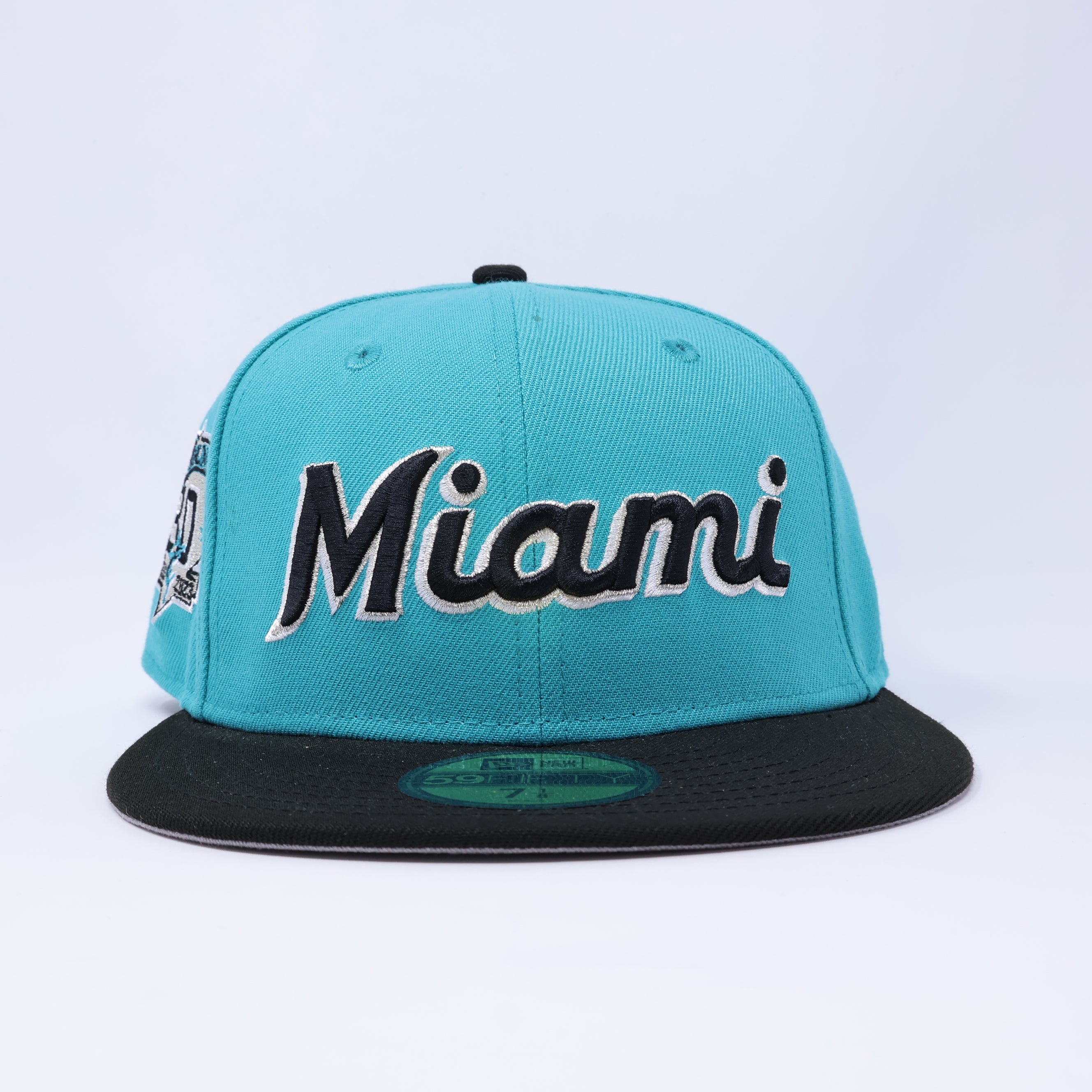NWT 1/4 Blue Miami Marlins 30th Anniversary 59fifty New Era Fitted Hat Cap