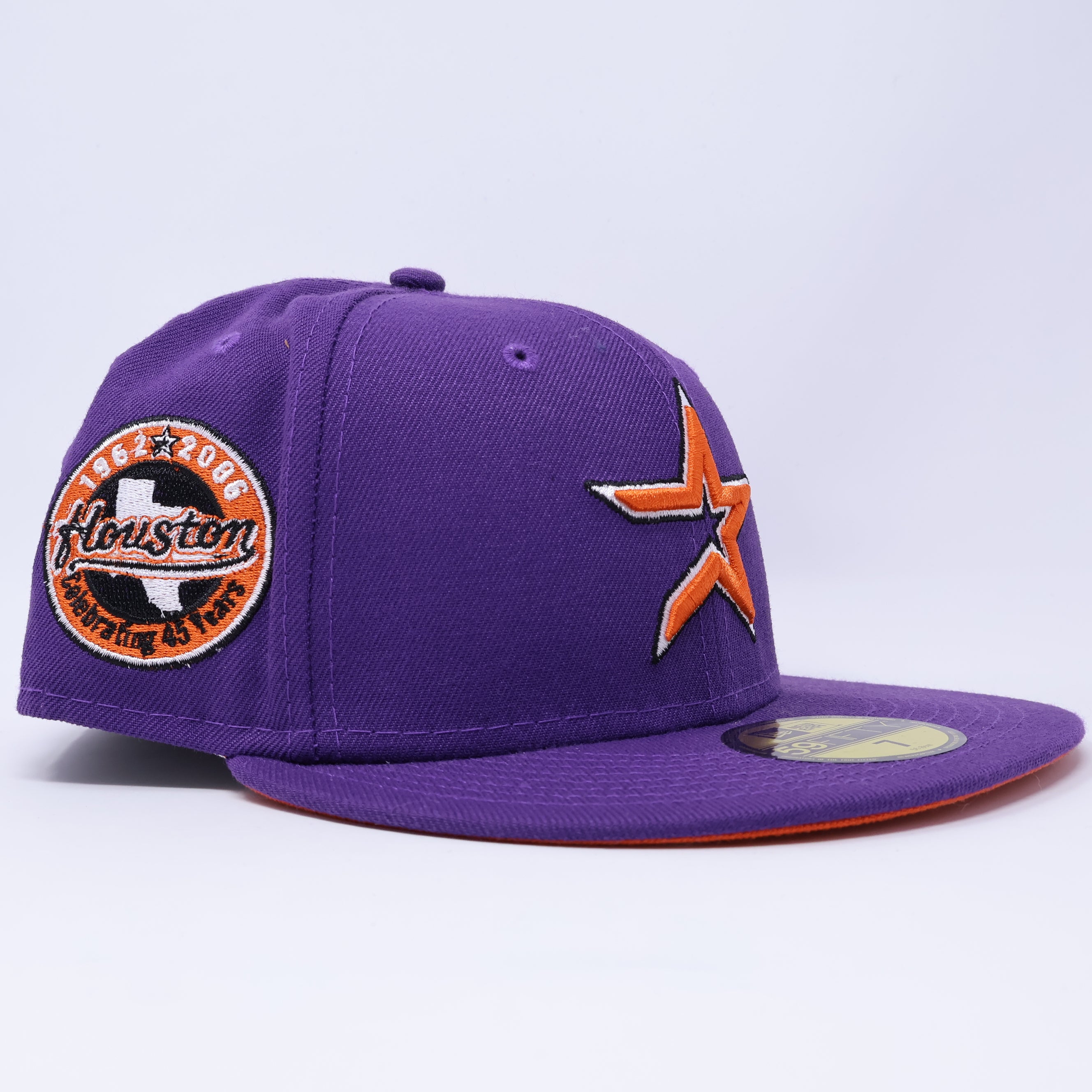 NWT 7 Purple Houston Astros Celebrating 45 Years Orange 59FIFTY New Era Fitted Hat