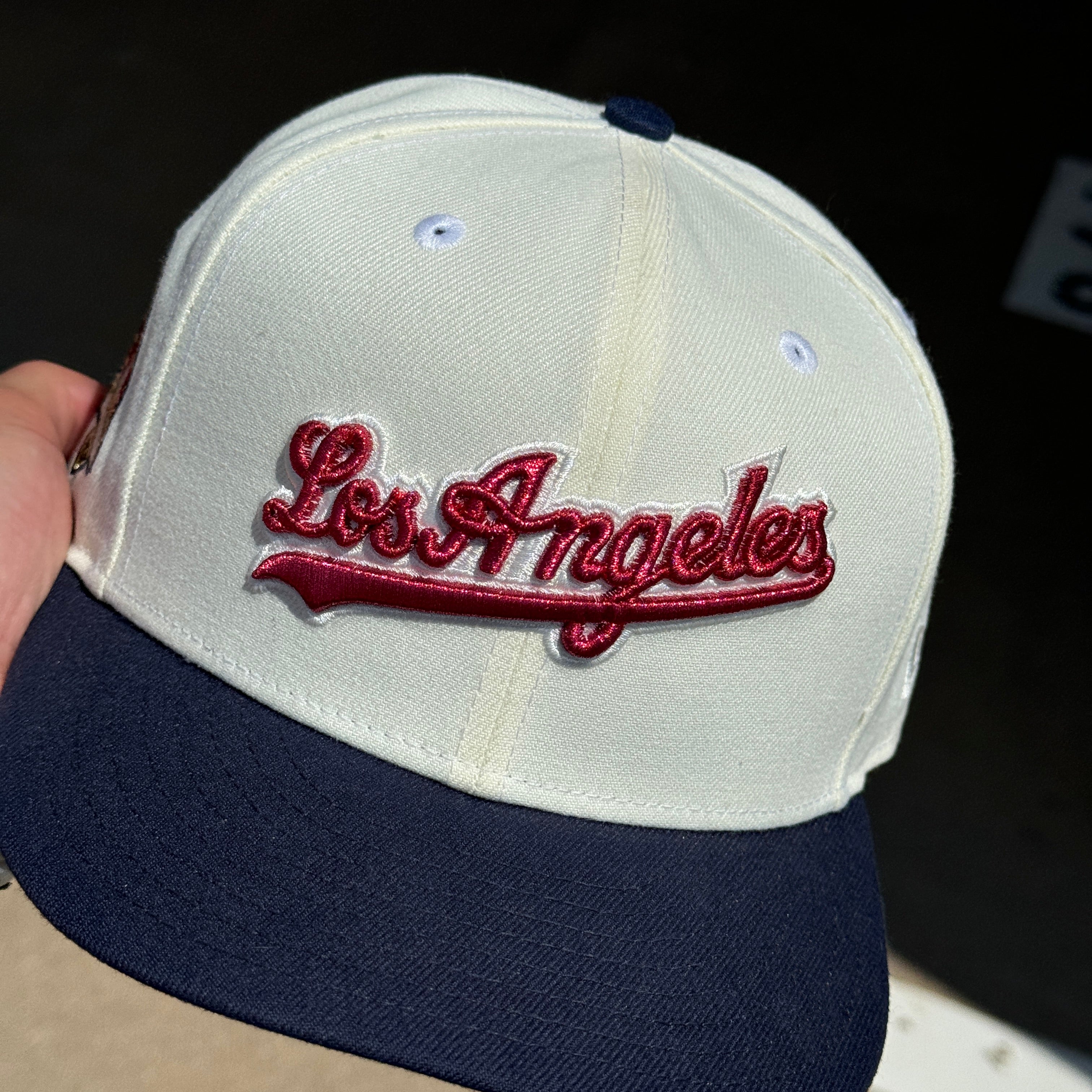 USED 1/2 Chrome Los Angeles Dodgers 60th Anniversary 59fifty New Era Fitted Hat Cap