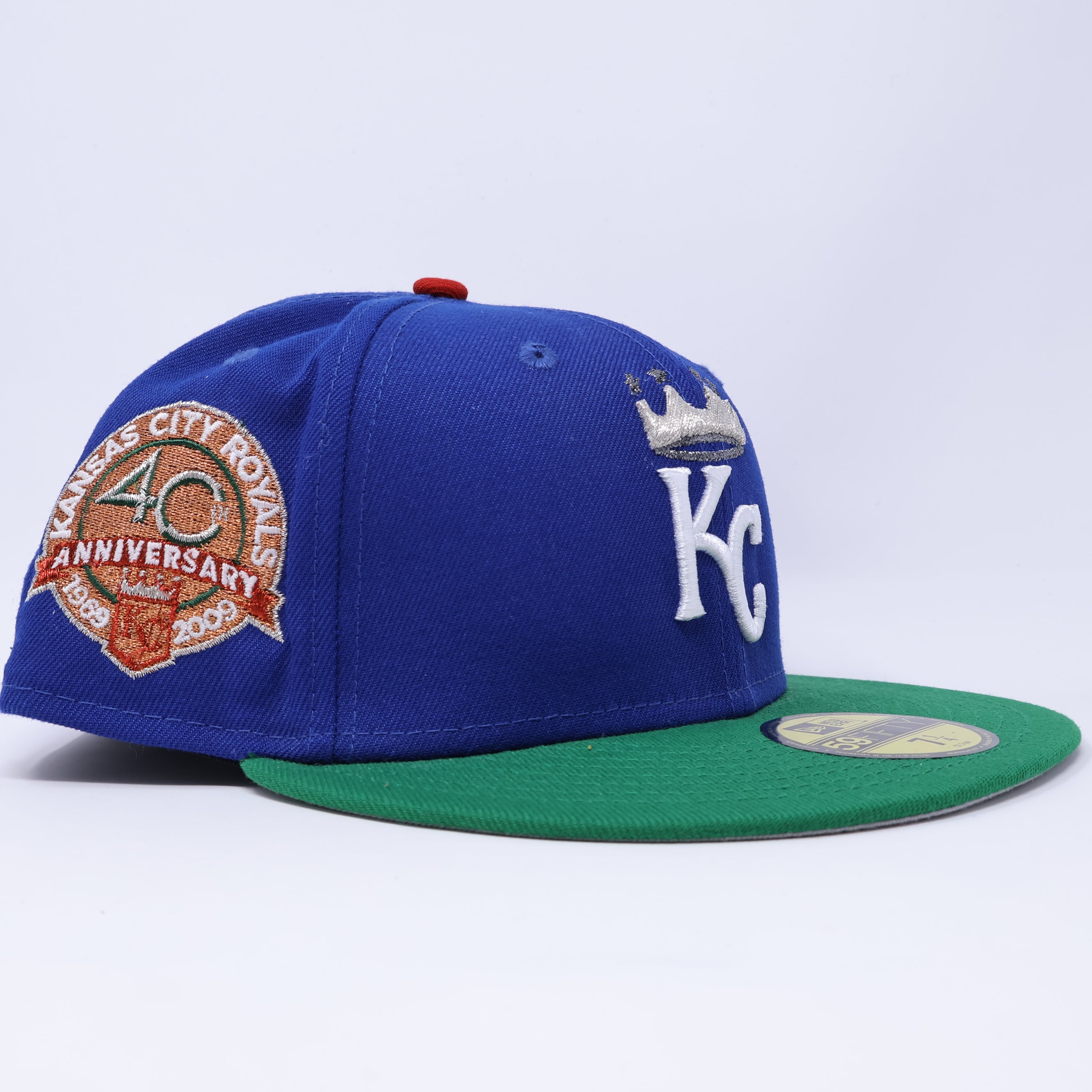 NEW 1/4 Blue Kansas City Royals 40th Anniversary Right 59fifty New Era Fitted Hat Cap