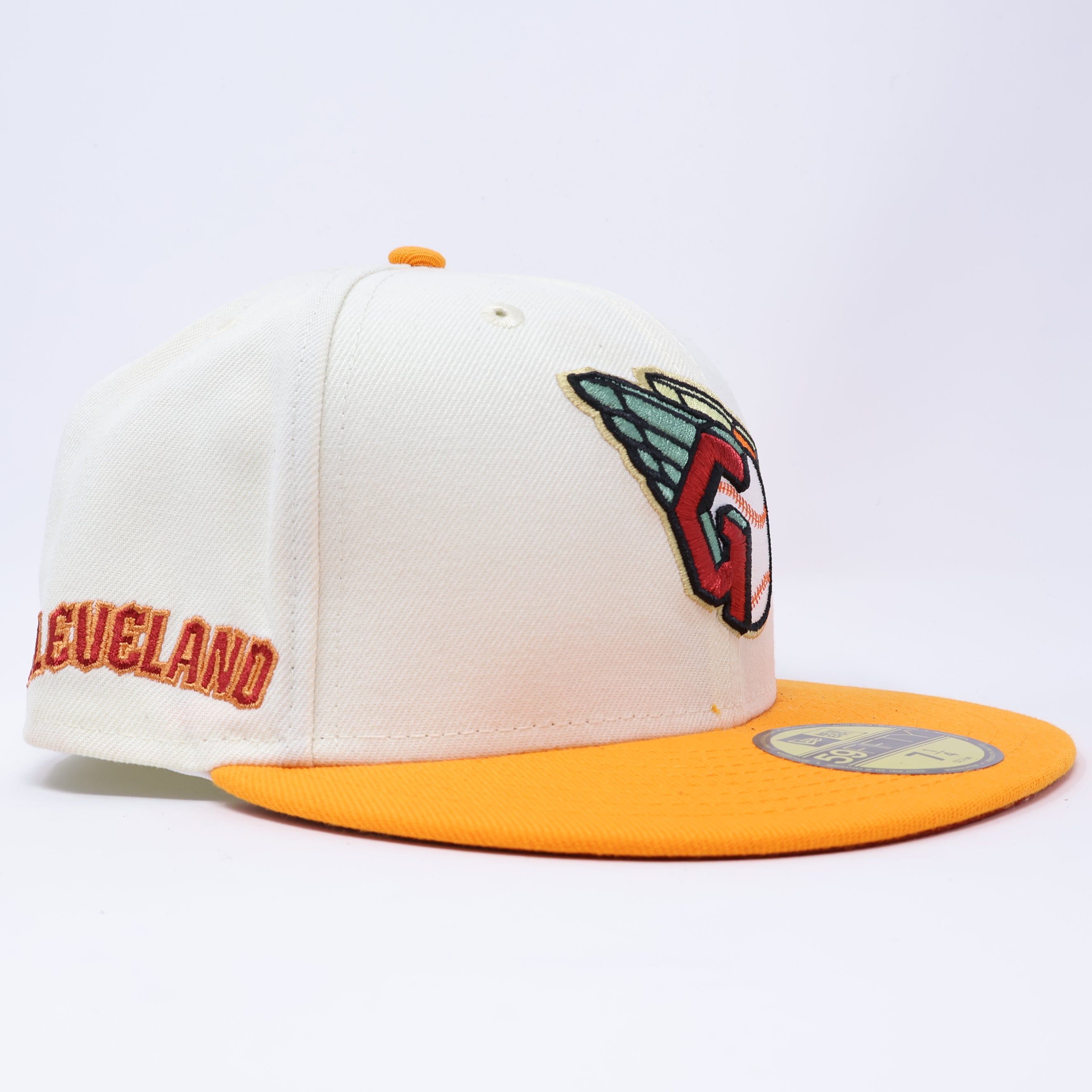 NWT 1/4 Chrome Cleveland Guardians Simple Clean 59fifty New Era Fitted Hat Cap