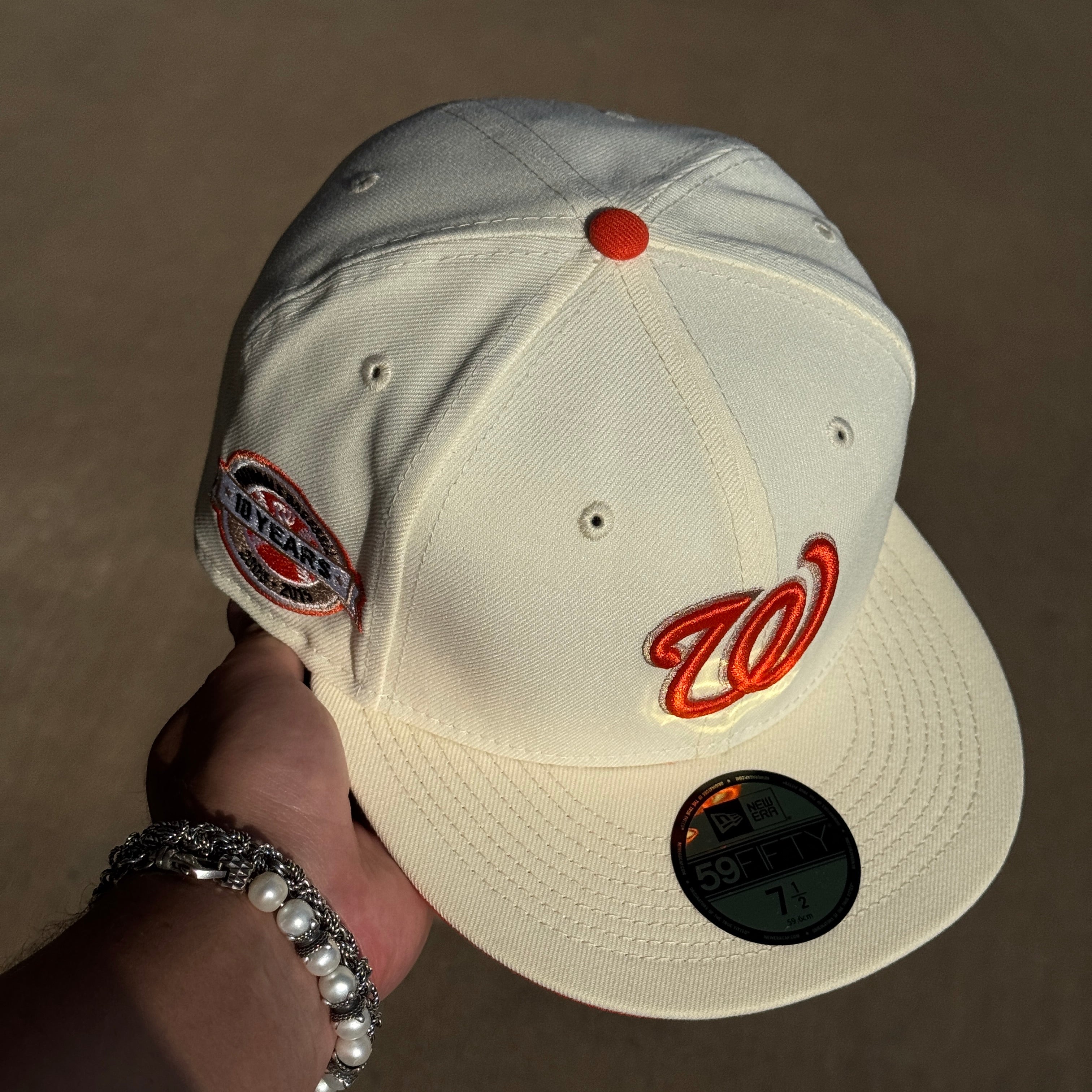 NWT 1/2 Chrome Washington Nationals 10 Years 59fifty New Era Fitted Hat Cap