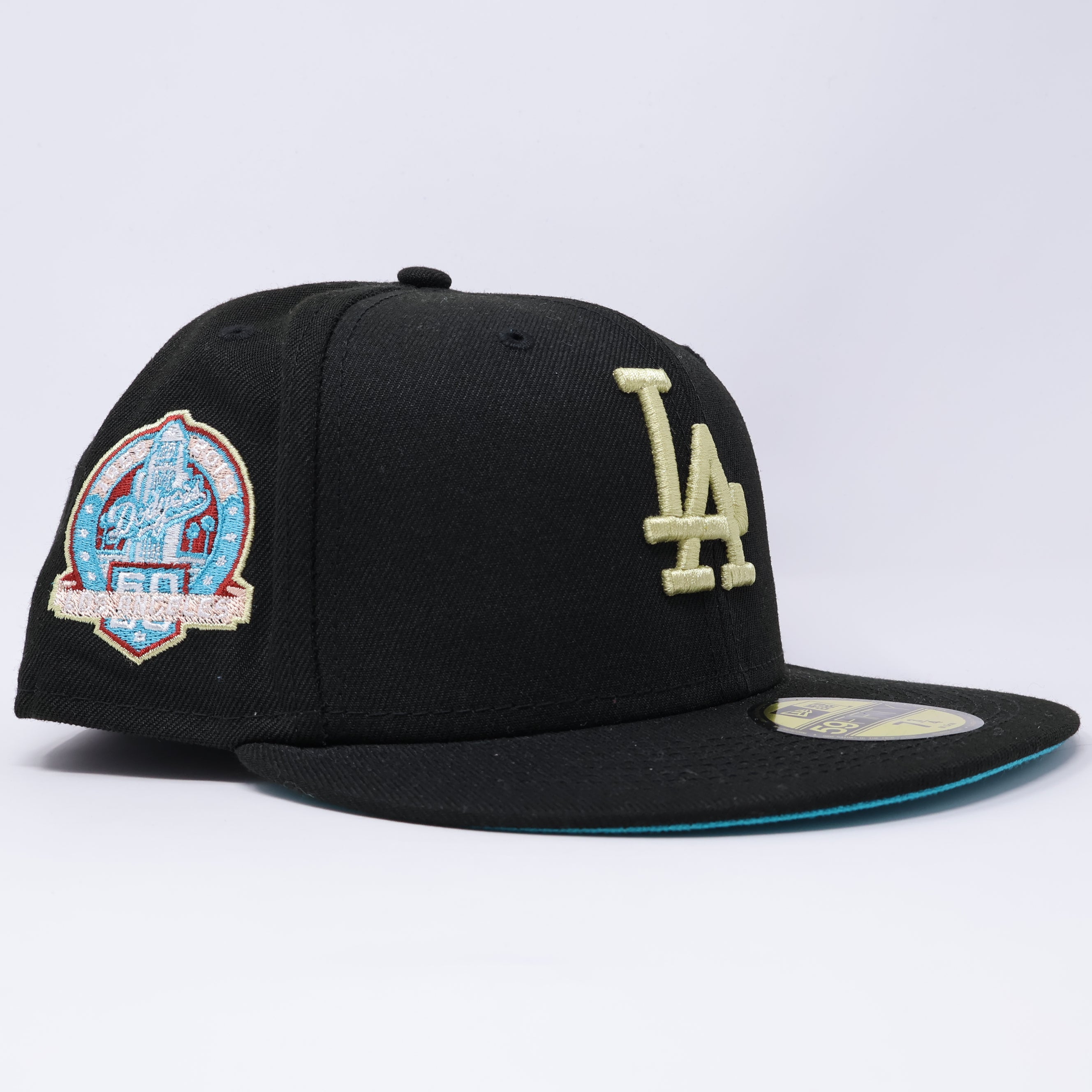 NWT 3/4 Black Los Angeles Dodgers 60th Anniversary 59fifty New Era Fitted Hat Cap