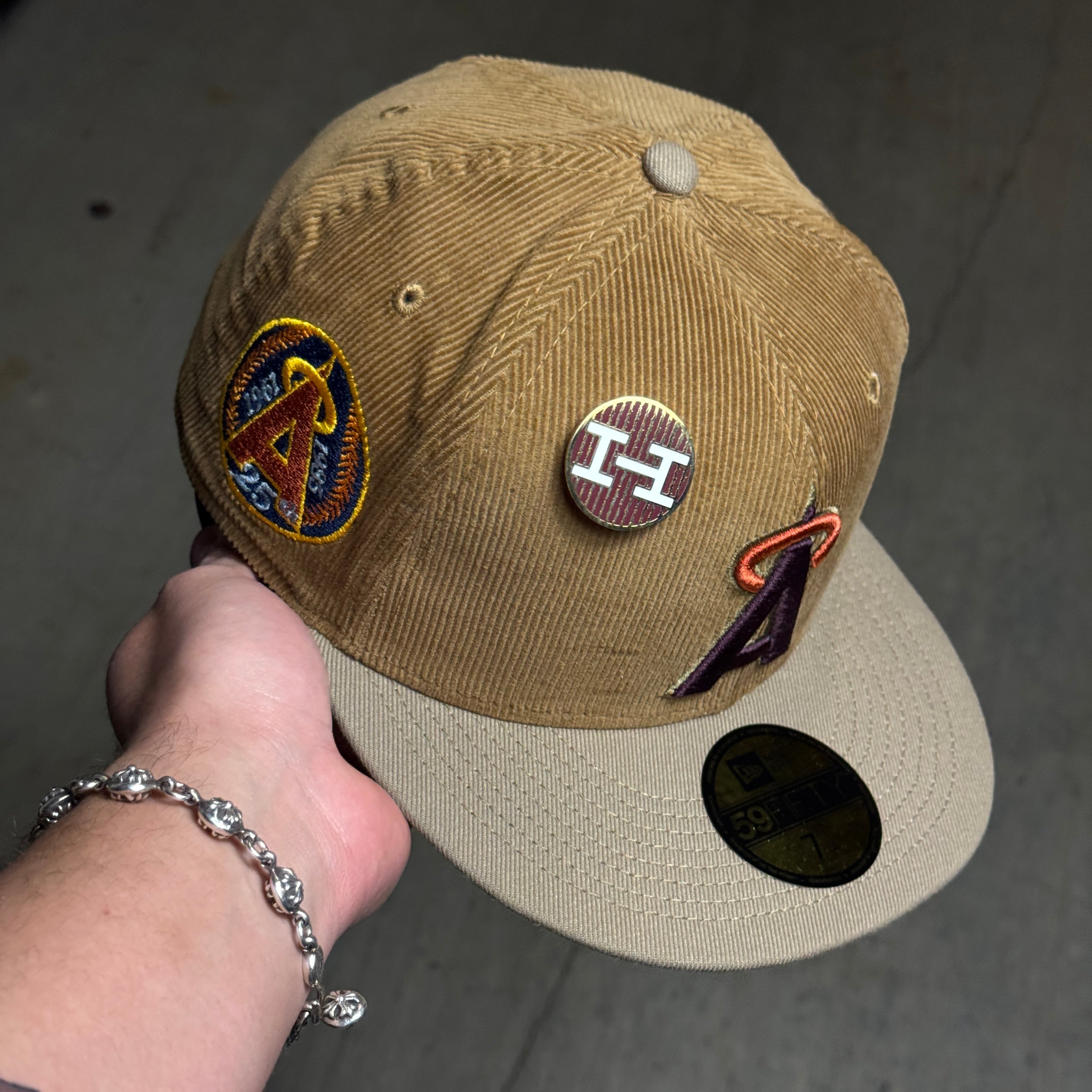 NWT 1/4 Brown Los Angeles Angels 25th Anniversary 59fifty New Era Fitted Hat Cap