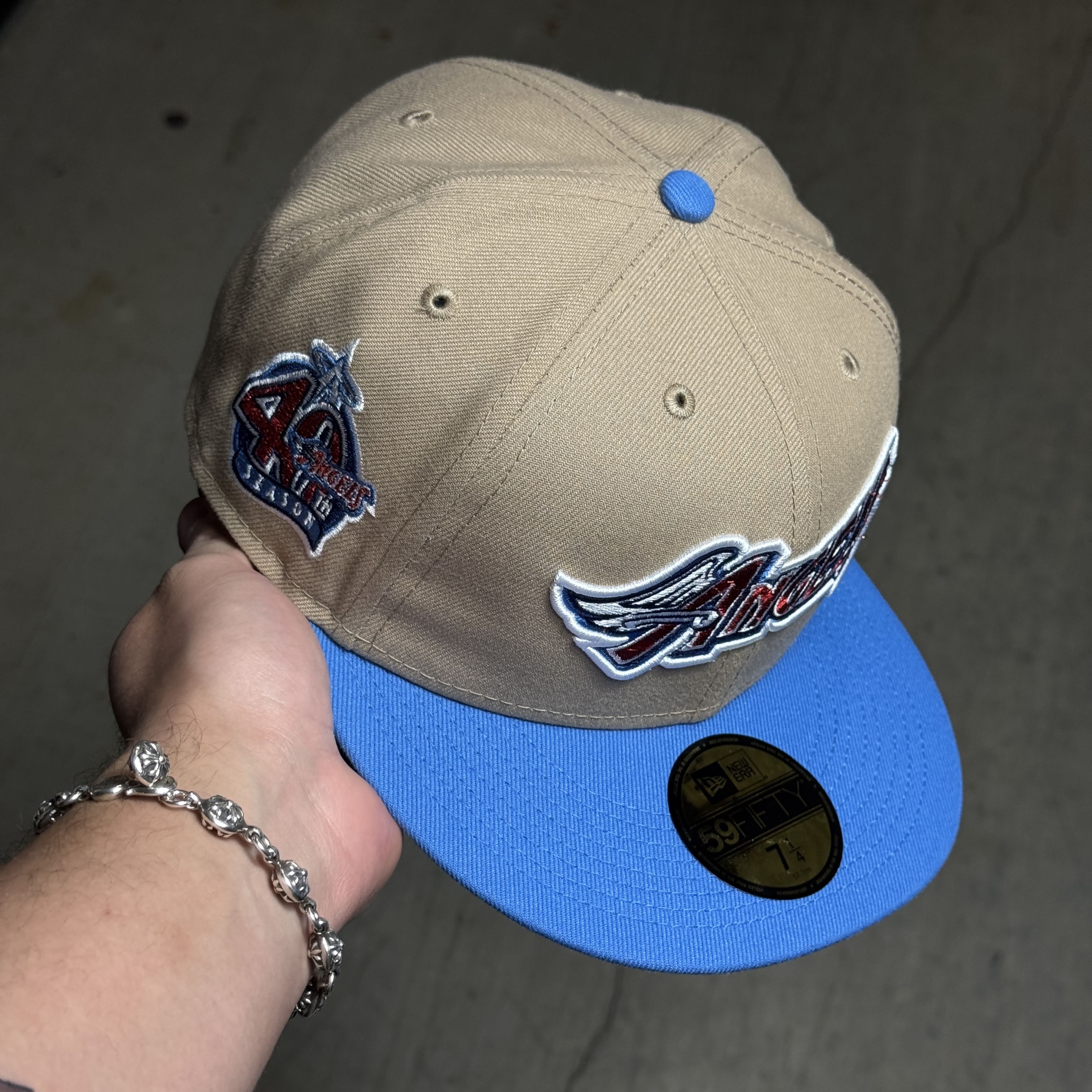 NWT 1/4 Khaki Los Angeles Angels 40th Season 59fifty New Era Fitted Hat Cap