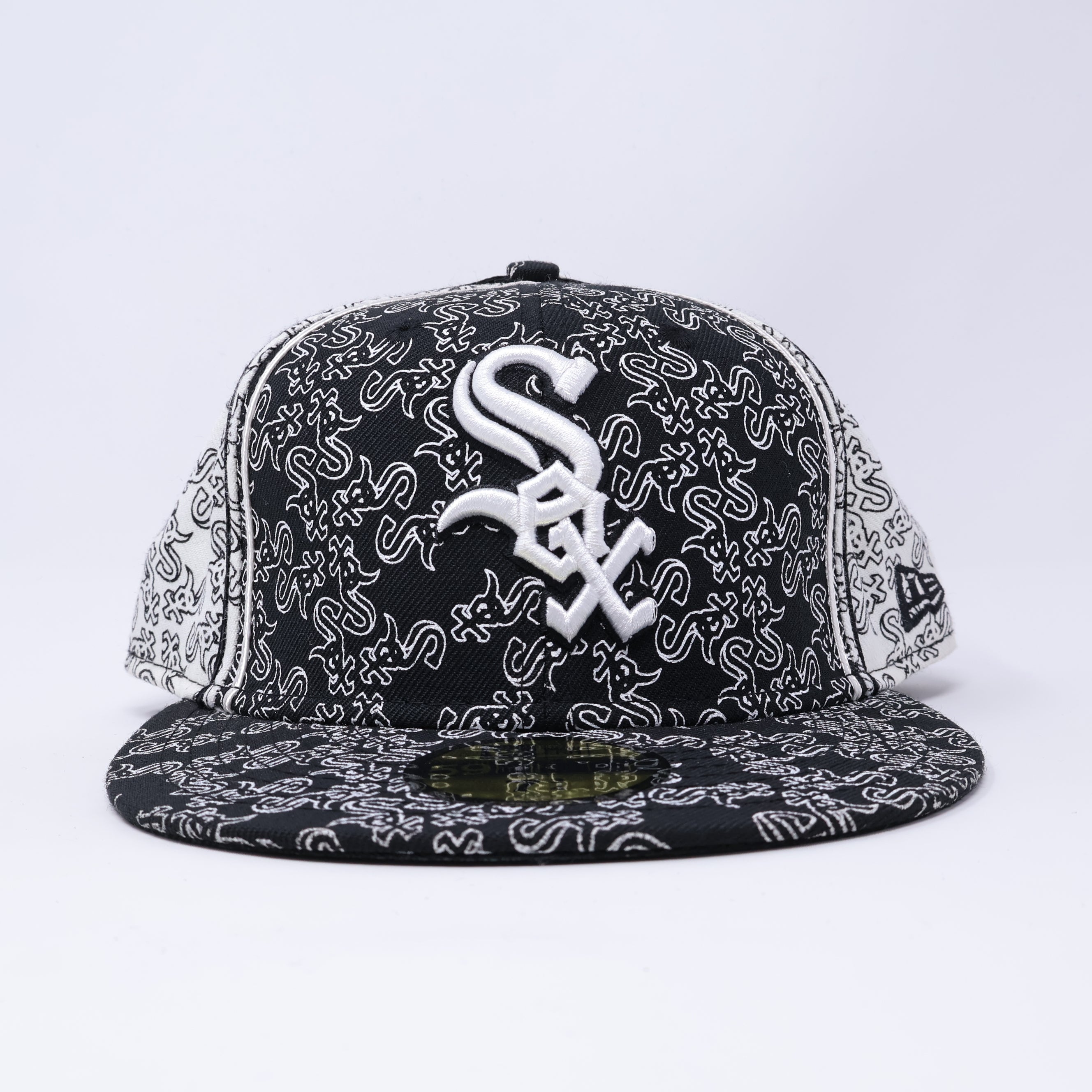 NWT 3/4 Black Pattern Chicago White Sox Logo 59fifty New Era Fitted Hat Cap