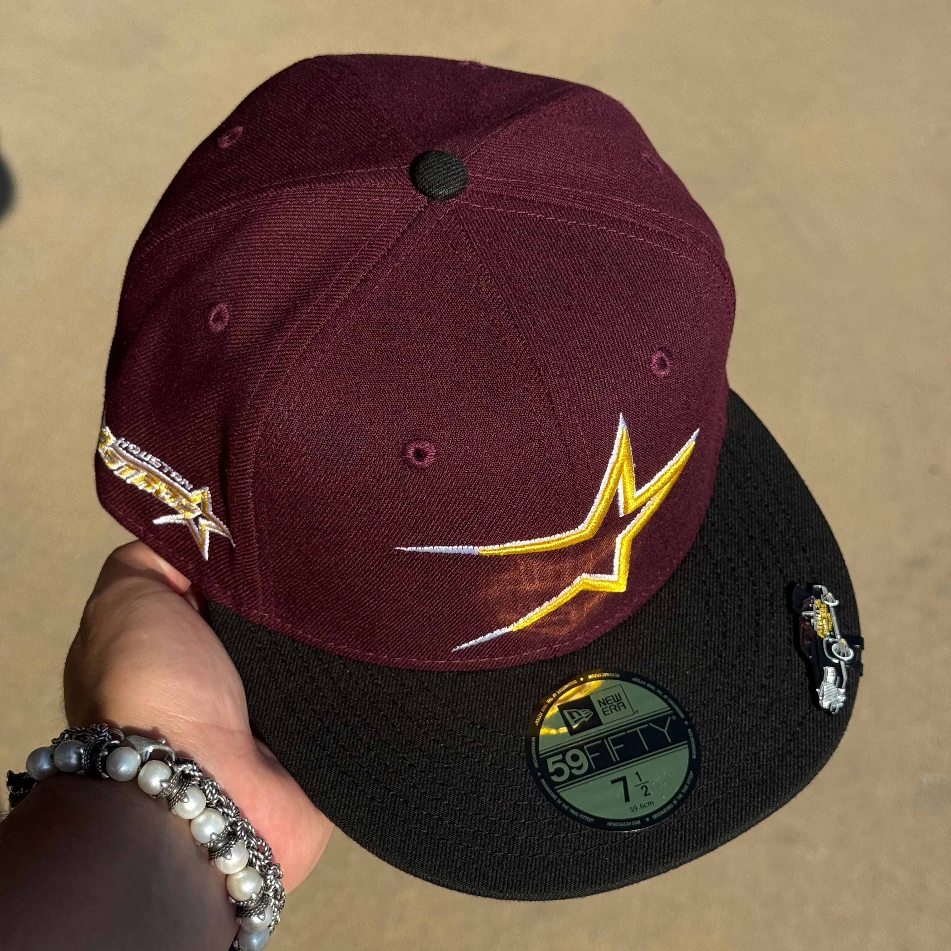 NWT 1/2 Maroon Houston Astros Star Logo Side Patch 59fifty New Era Fitted Hat Cap