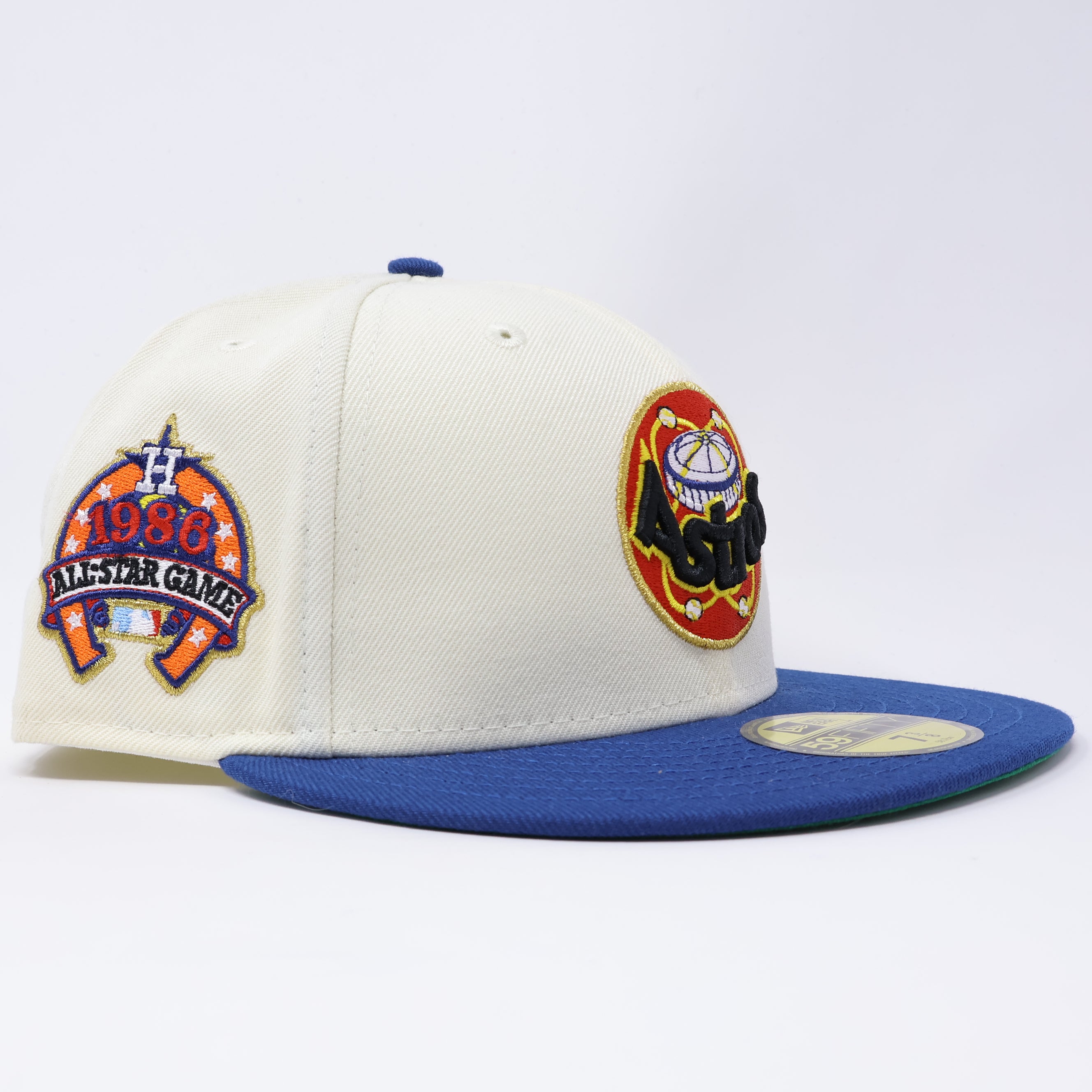 NWT 3/8 Chrome Houston Astros 1986 All Star Game 59fifty New Era Fitted Hat Cap
