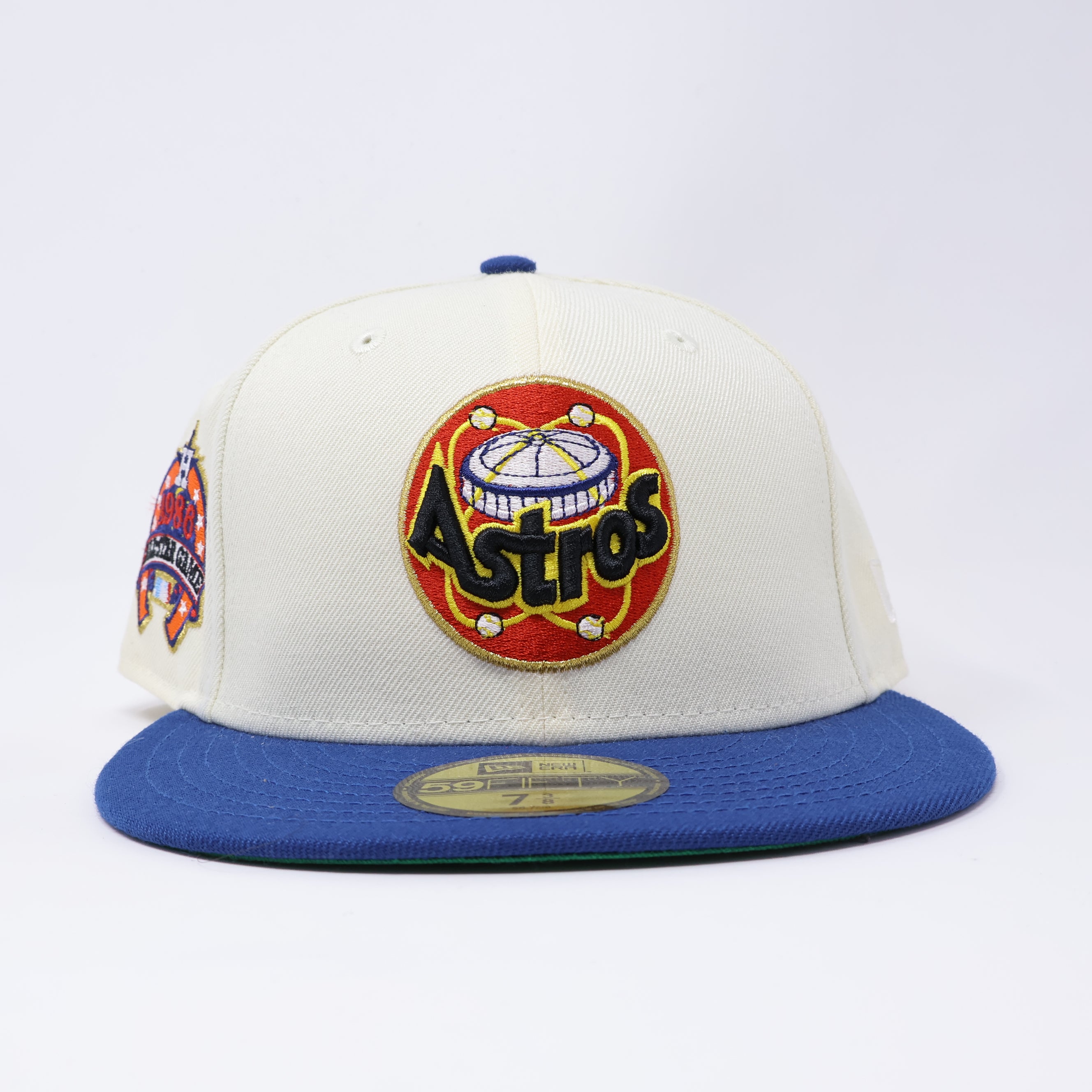 NWT 3/8 Chrome Houston Astros 1986 All Star Game 59fifty New Era Fitted Hat Cap