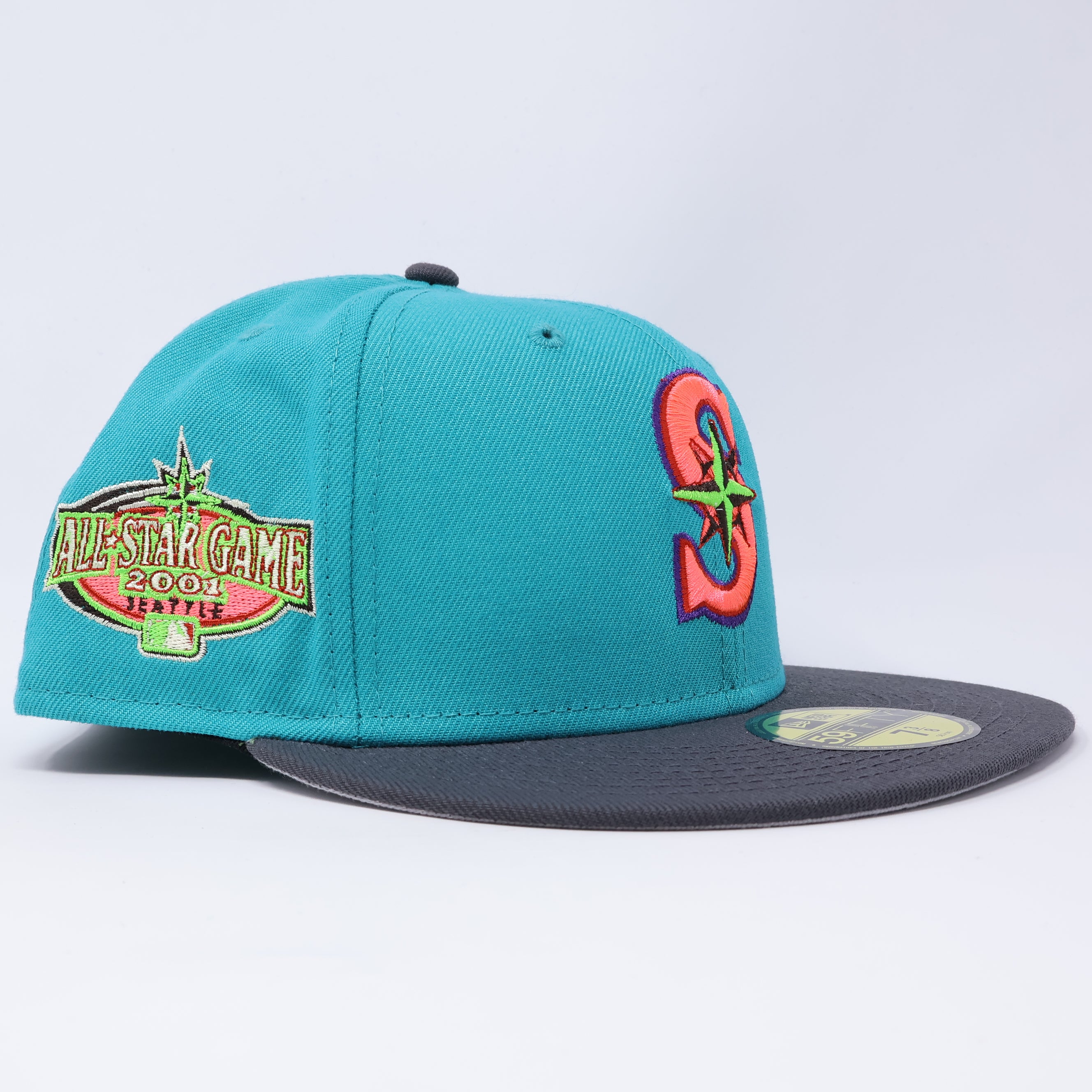 NWT 3/8 Teal Seattle Mariners 2001 All Star Game 59fifty New Era Fitted Hat Cap