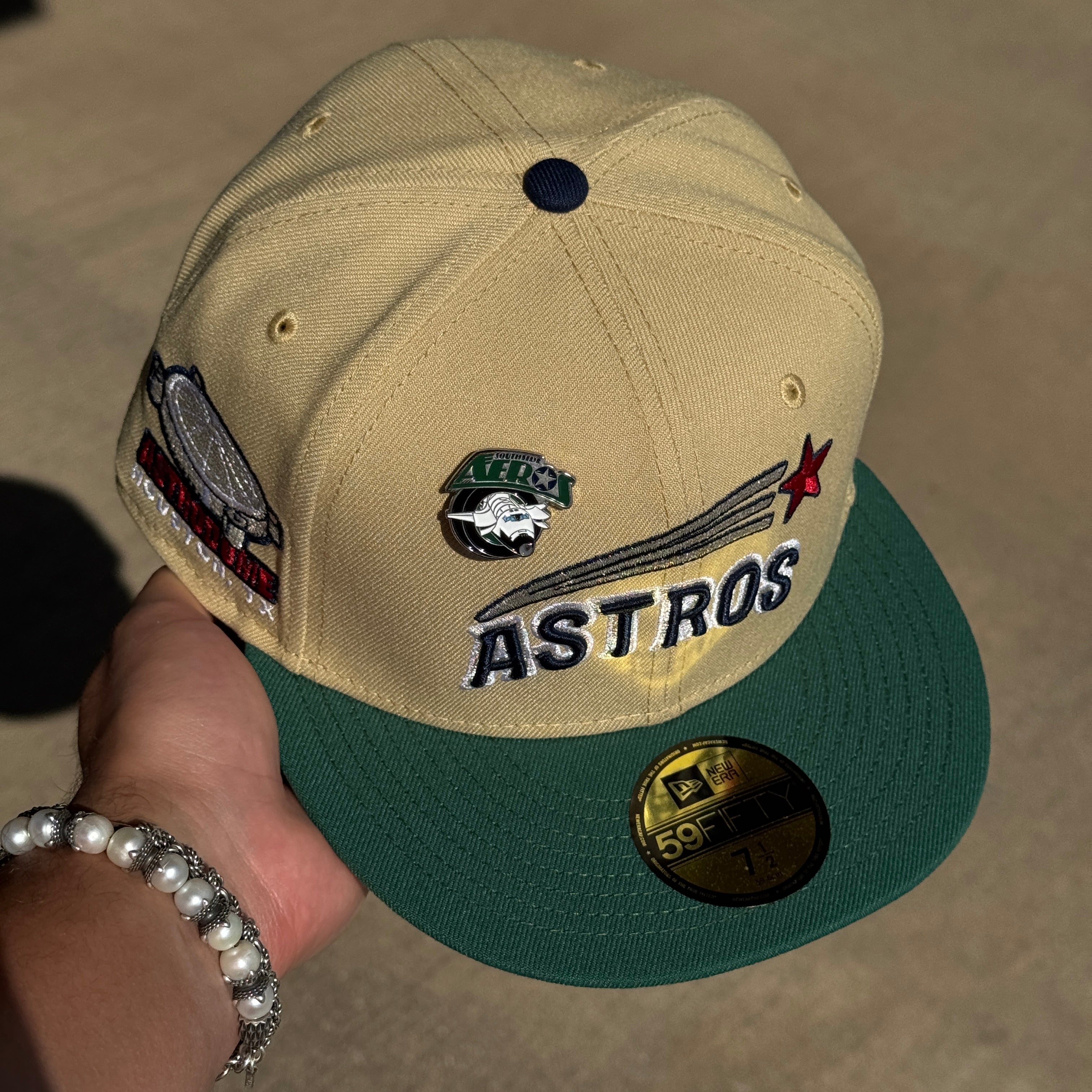 NWT 1/2 Khaki Houston Astros Astrodome Stadium 59fifty New Era Fitted Hat Cap