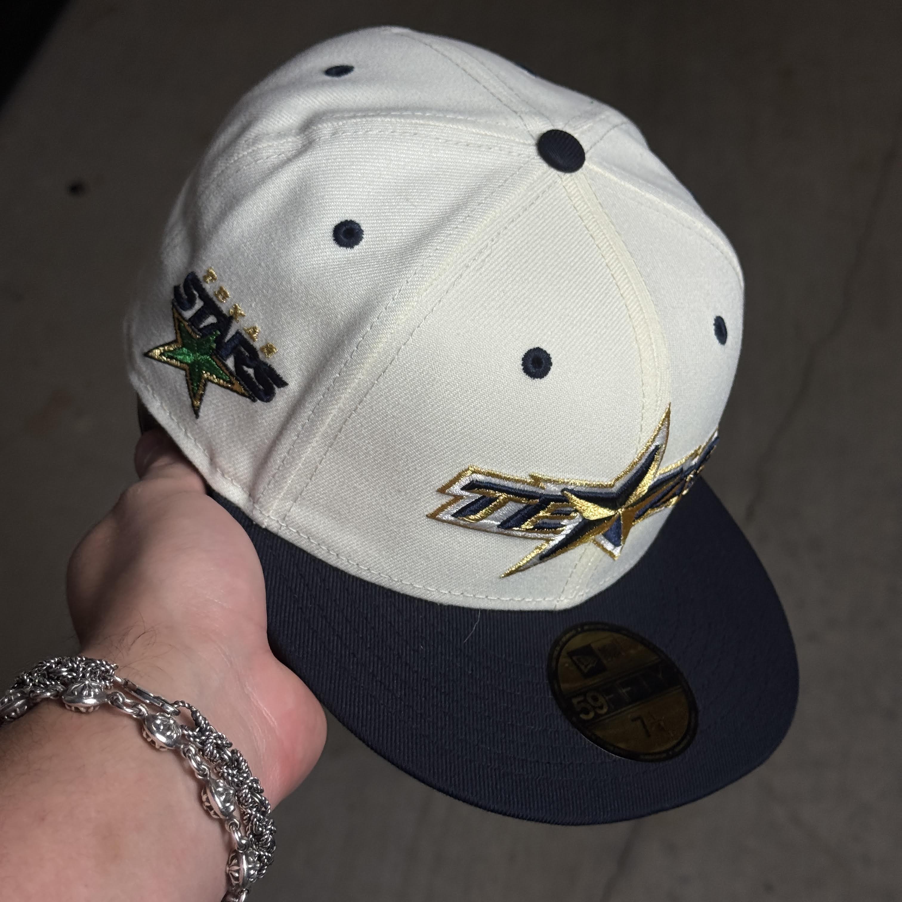 NWT 1/4 Chrome Dallas Texas Stars AHL 59fifty New Era Fitted Hat Cap