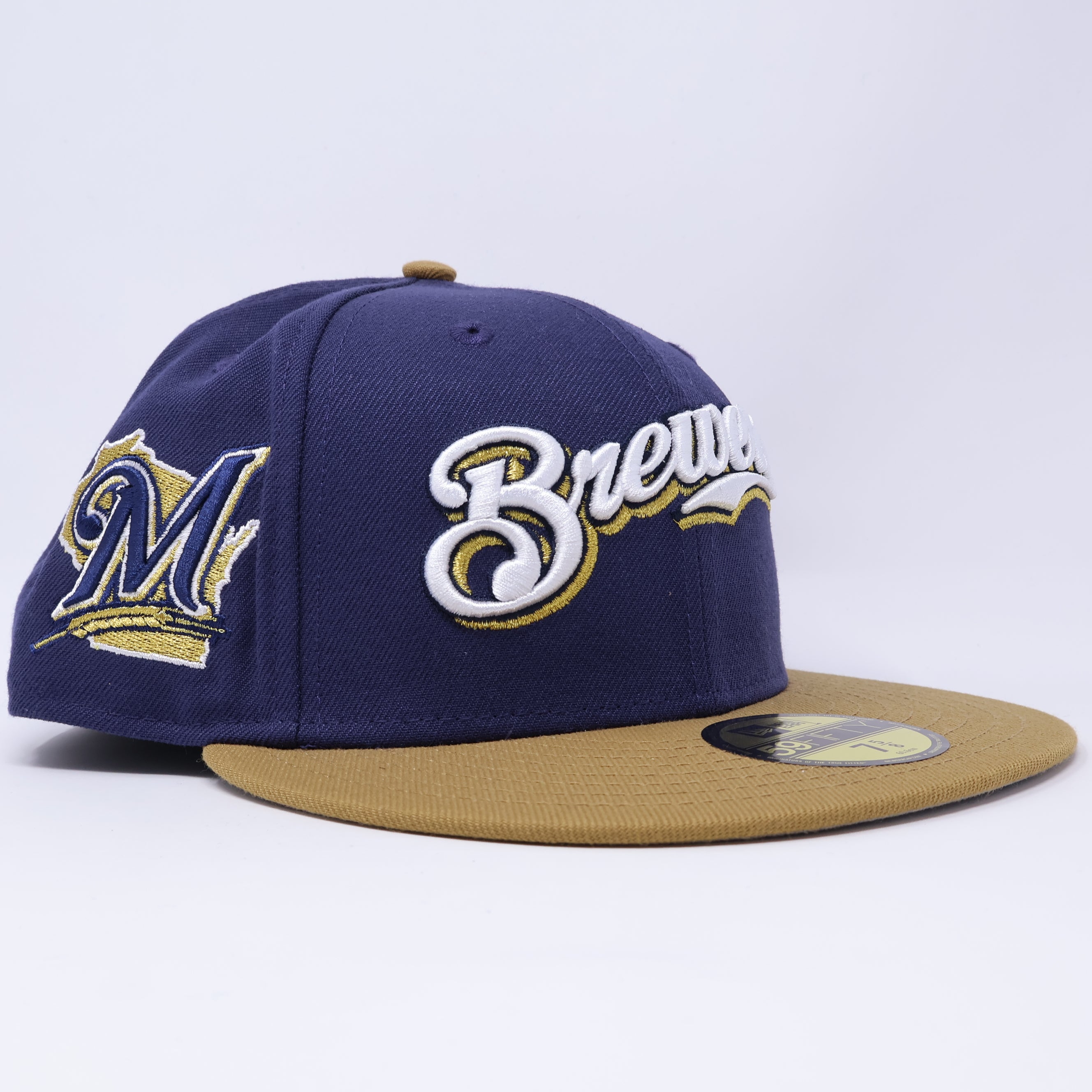 NWT 5/8 Navy Milwaukee Brewers Side Patch Logo 59fifty New Era Fitted Cap Hat