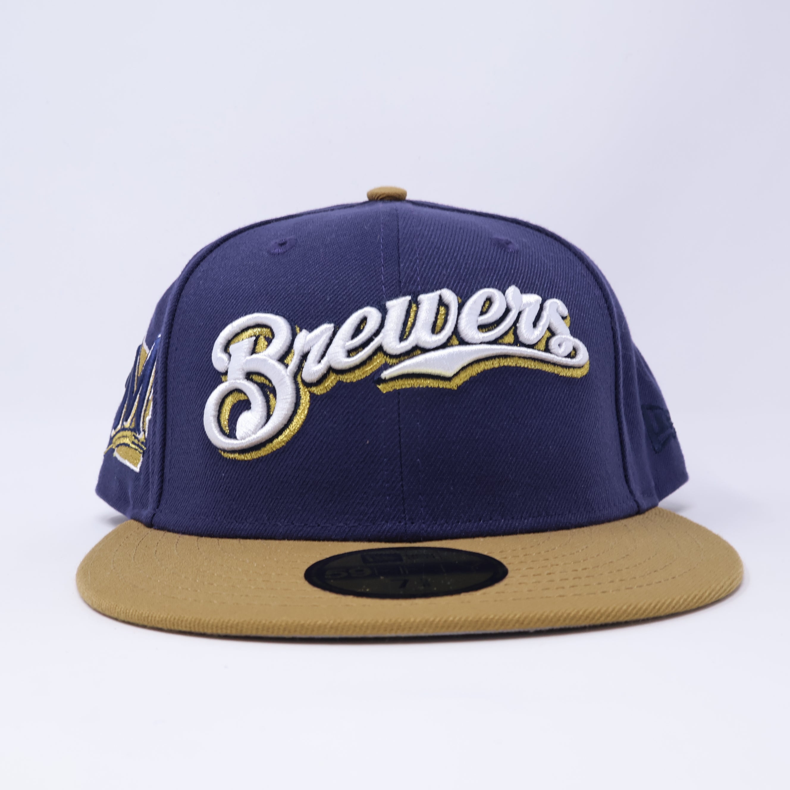 NWT 5/8 Navy Milwaukee Brewers Side Patch Logo 59fifty New Era Fitted Cap Hat