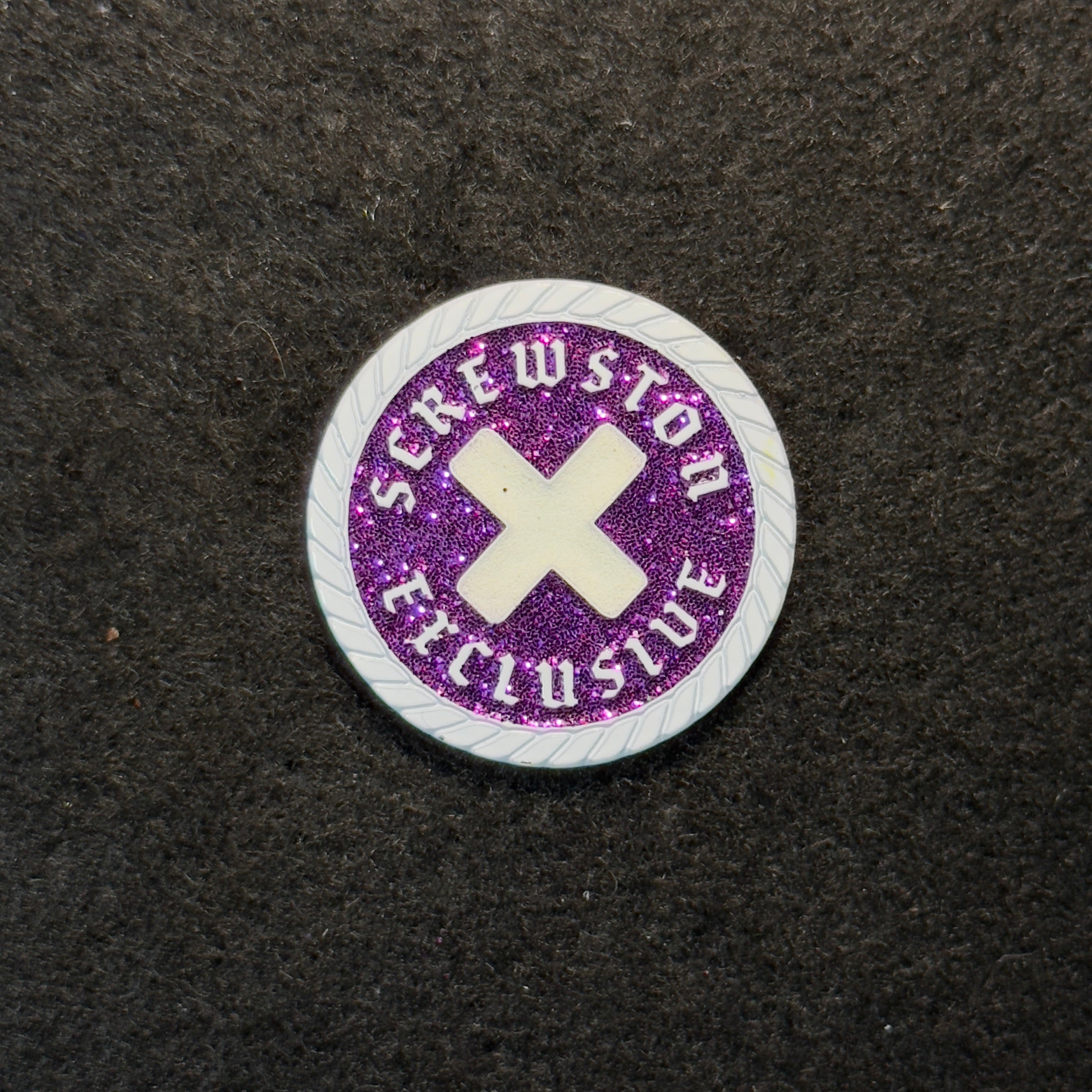 Supremo White/Purple Screwston Exclusive Coin Pin