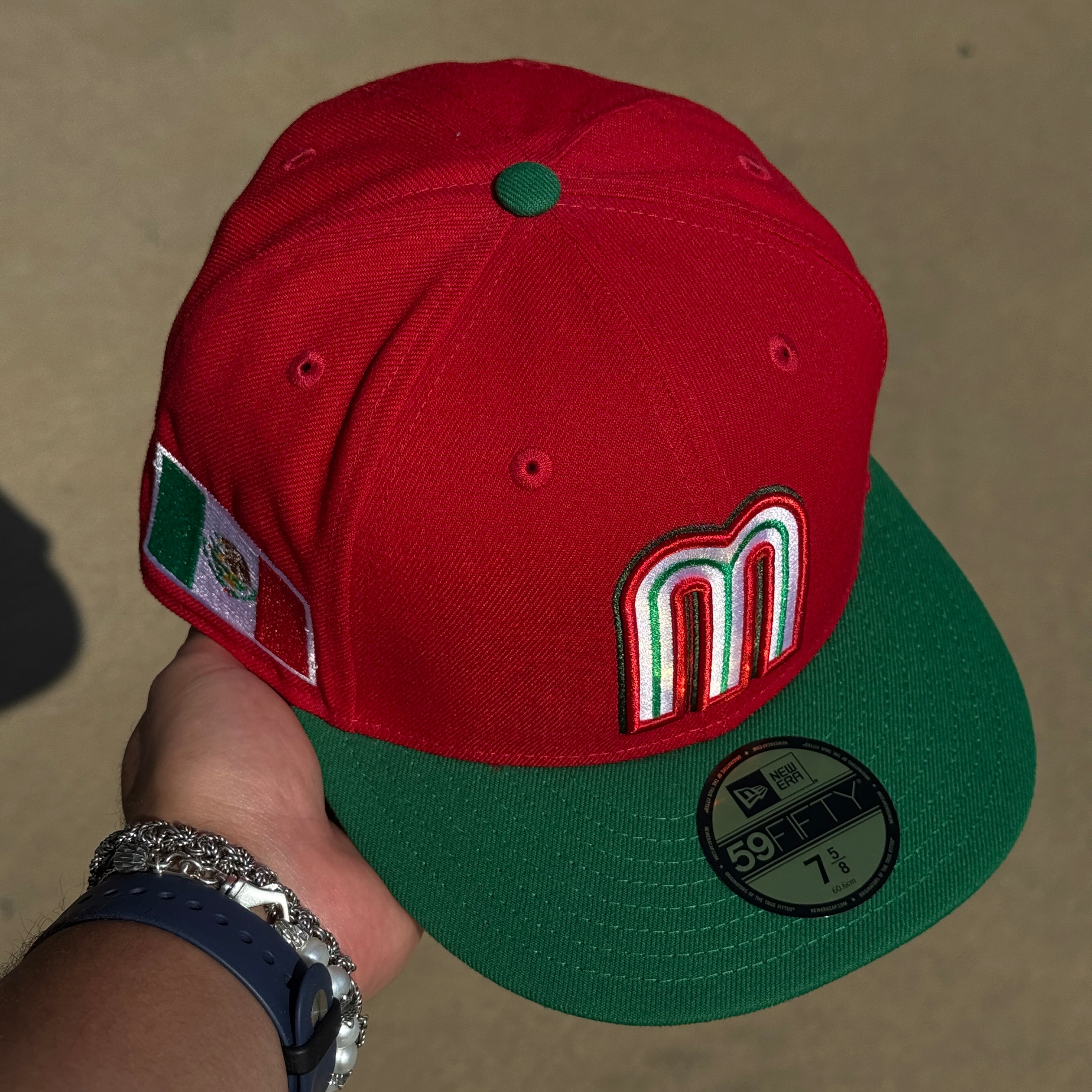 NWT 5/8 Red Mexico WBC Beisbol Mexican Flag 59fifty New Era Fitted Hat Cap