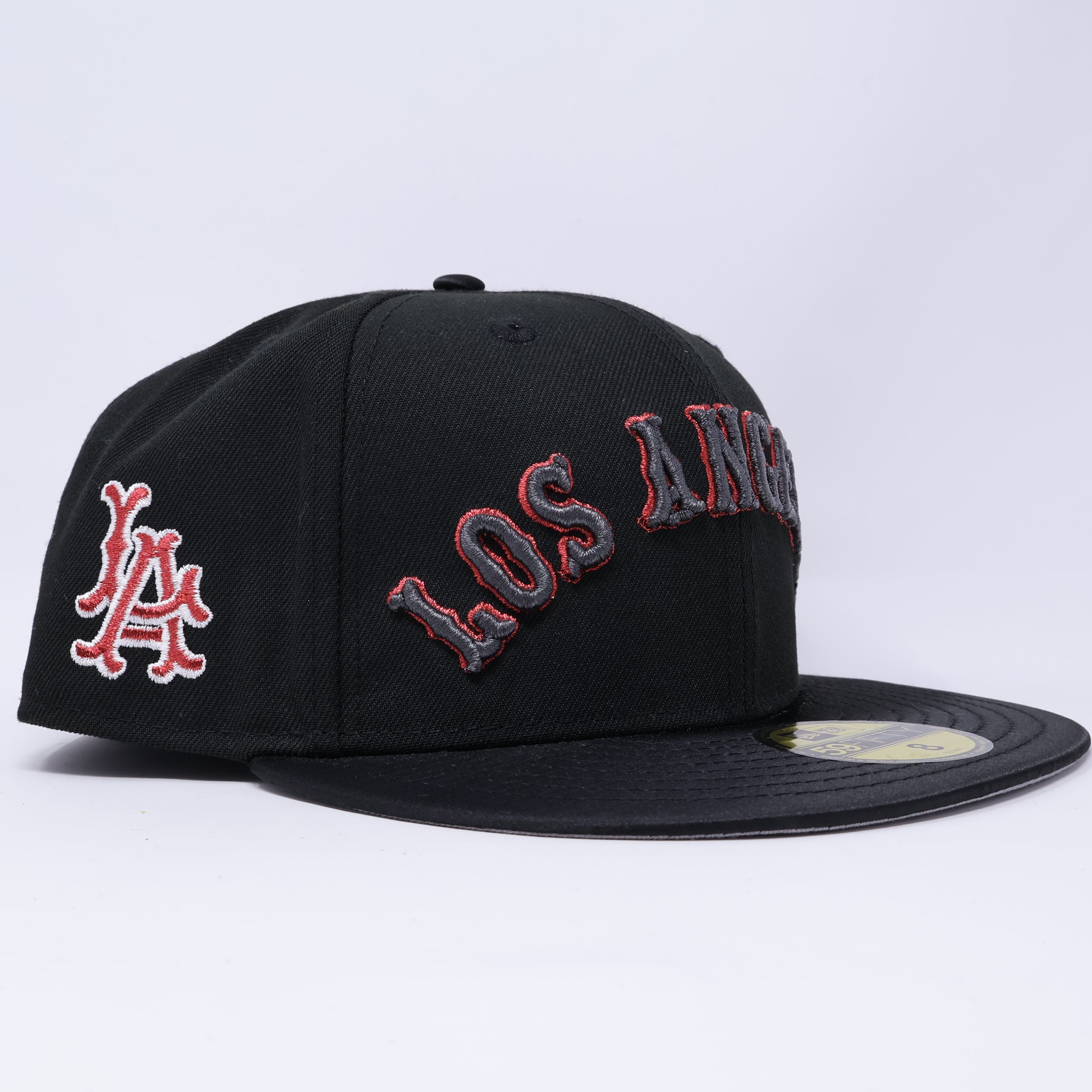 NWT 8 Black Los Angeles Dodgers LA Logo 59fifty New Era Fitted Hat Cap