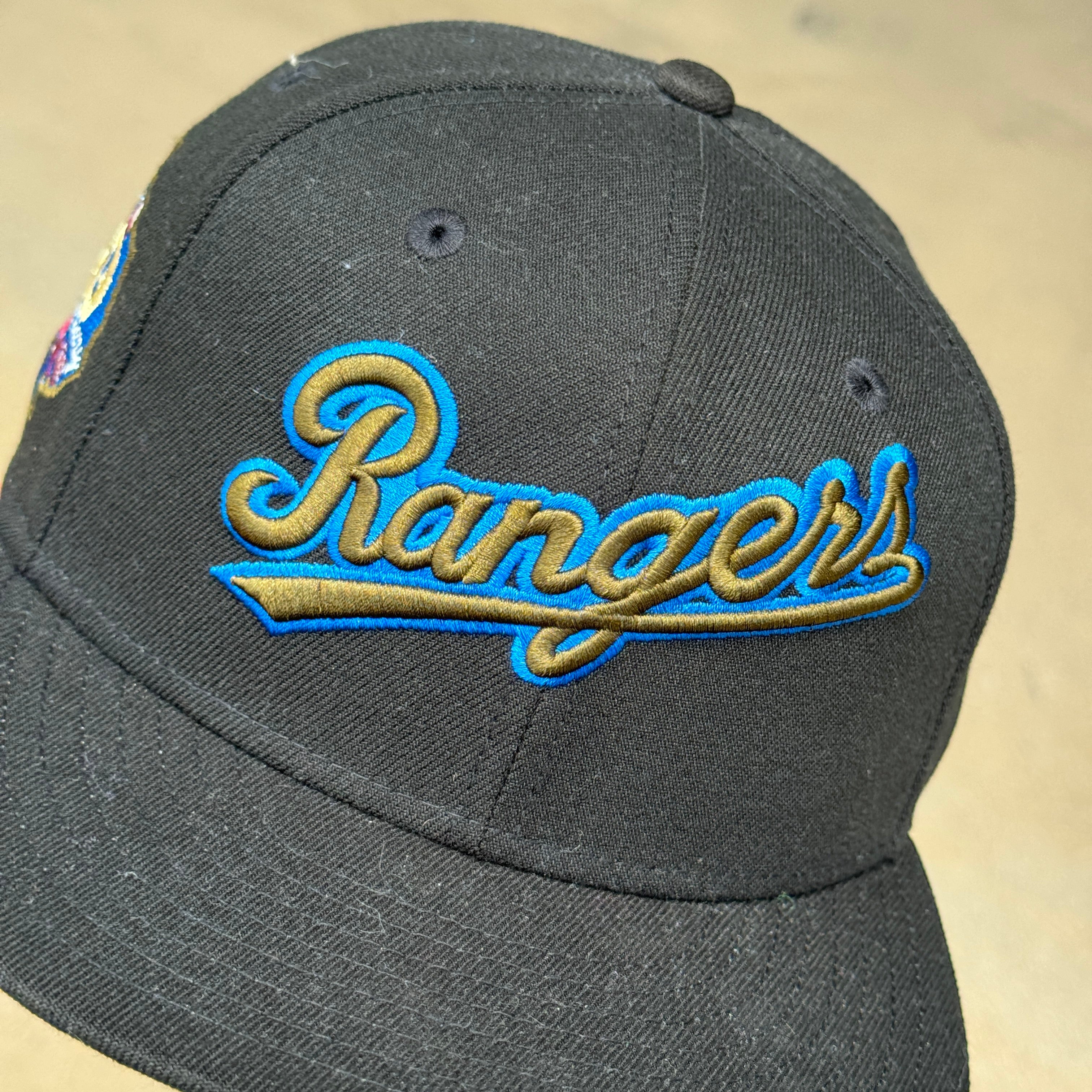 USED 1/8 Black Dallas Texas Rangers 40th Anniversary 59fifty New Era Fitted Hat Cap